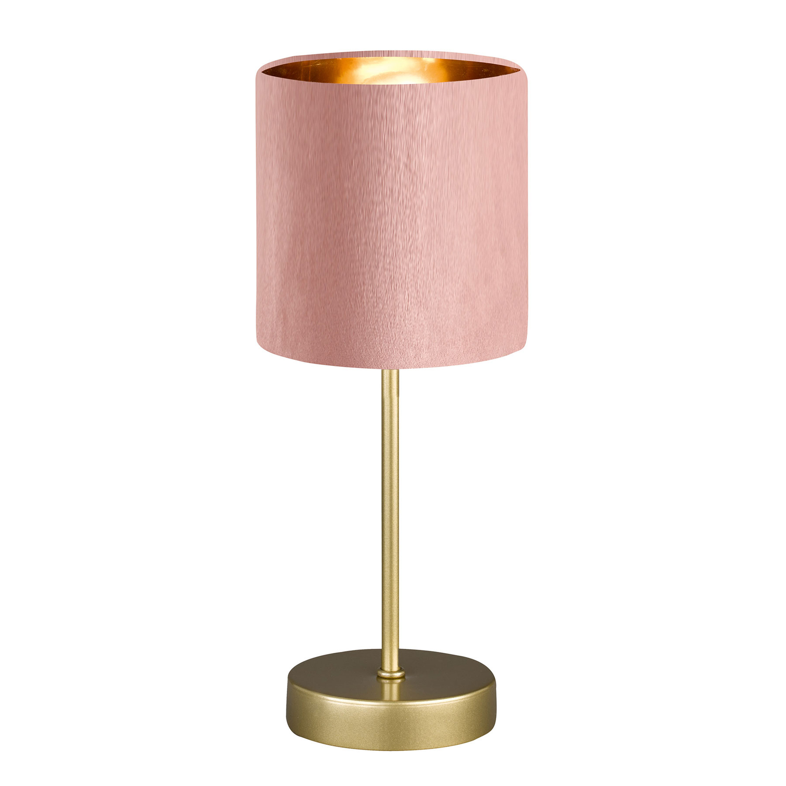 Lampa stołowa Aura, podstawa złota, klosz różowy