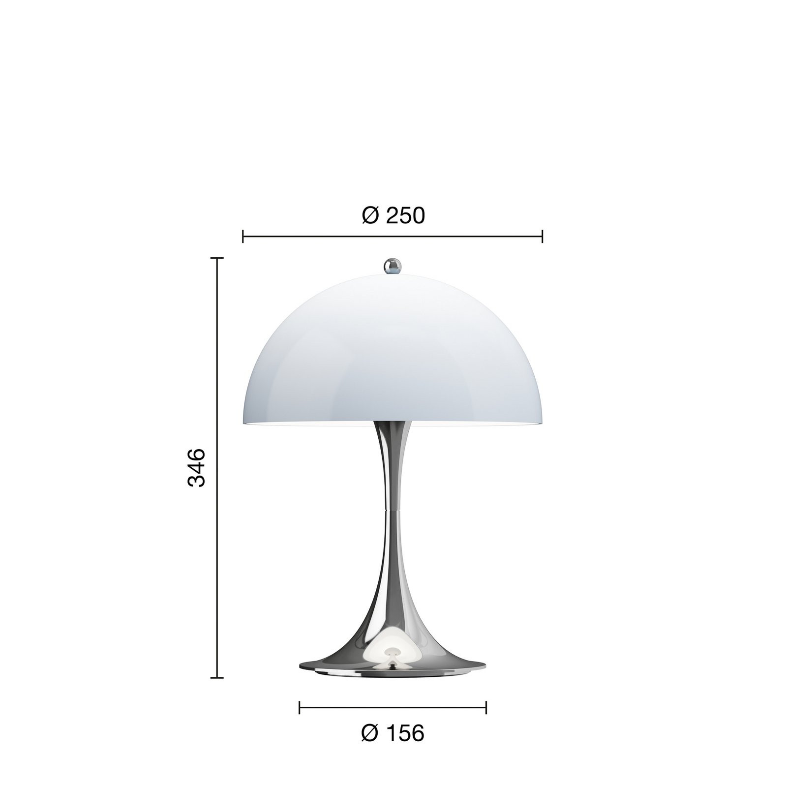 LED tölthető világítás Panthella 250 króm/kék IP44 - Louis Poulsen