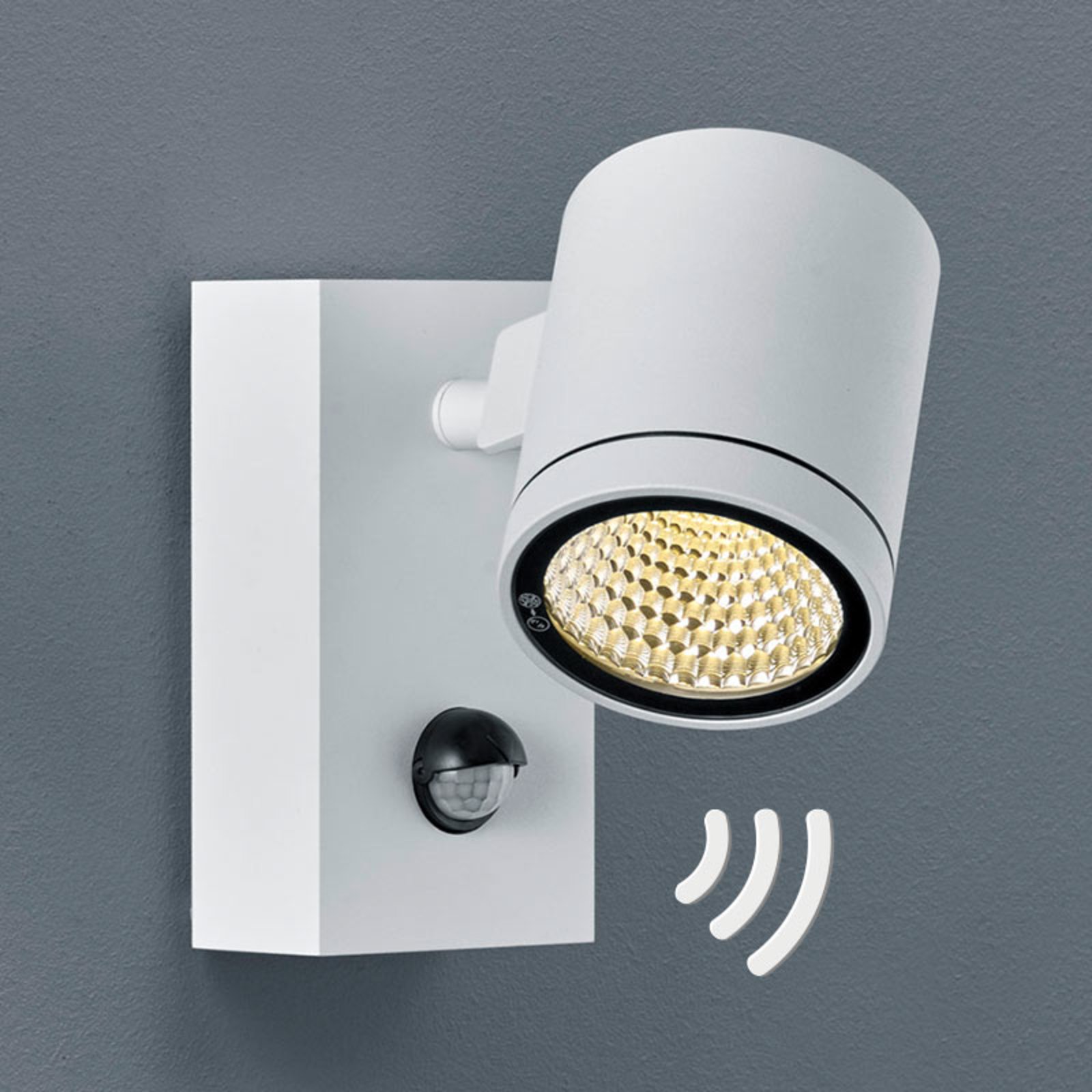 Helestra Part LED wall spotlight, motion sensor, white, aluminium, 10 W, energy efficiency: A+, W: 8.5 cm, H: 15 cm