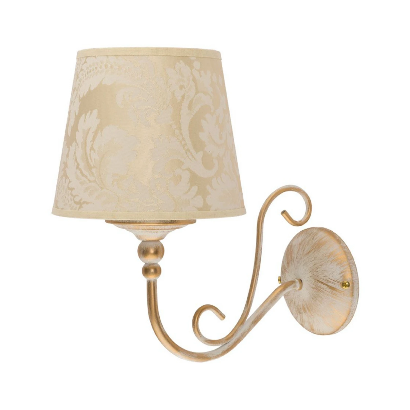Wandleuchte Sofia Ecrie beige/goldfarben, Textil, Stahl, E27