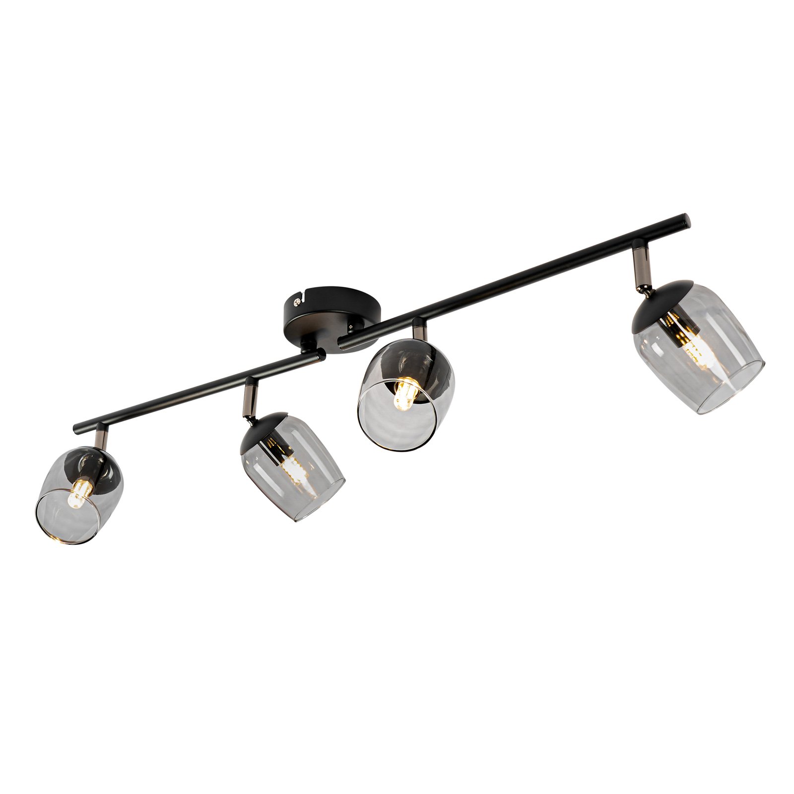 Lindby Spot Katjana, 4-lamps, 70,5 cm lang, rookglas