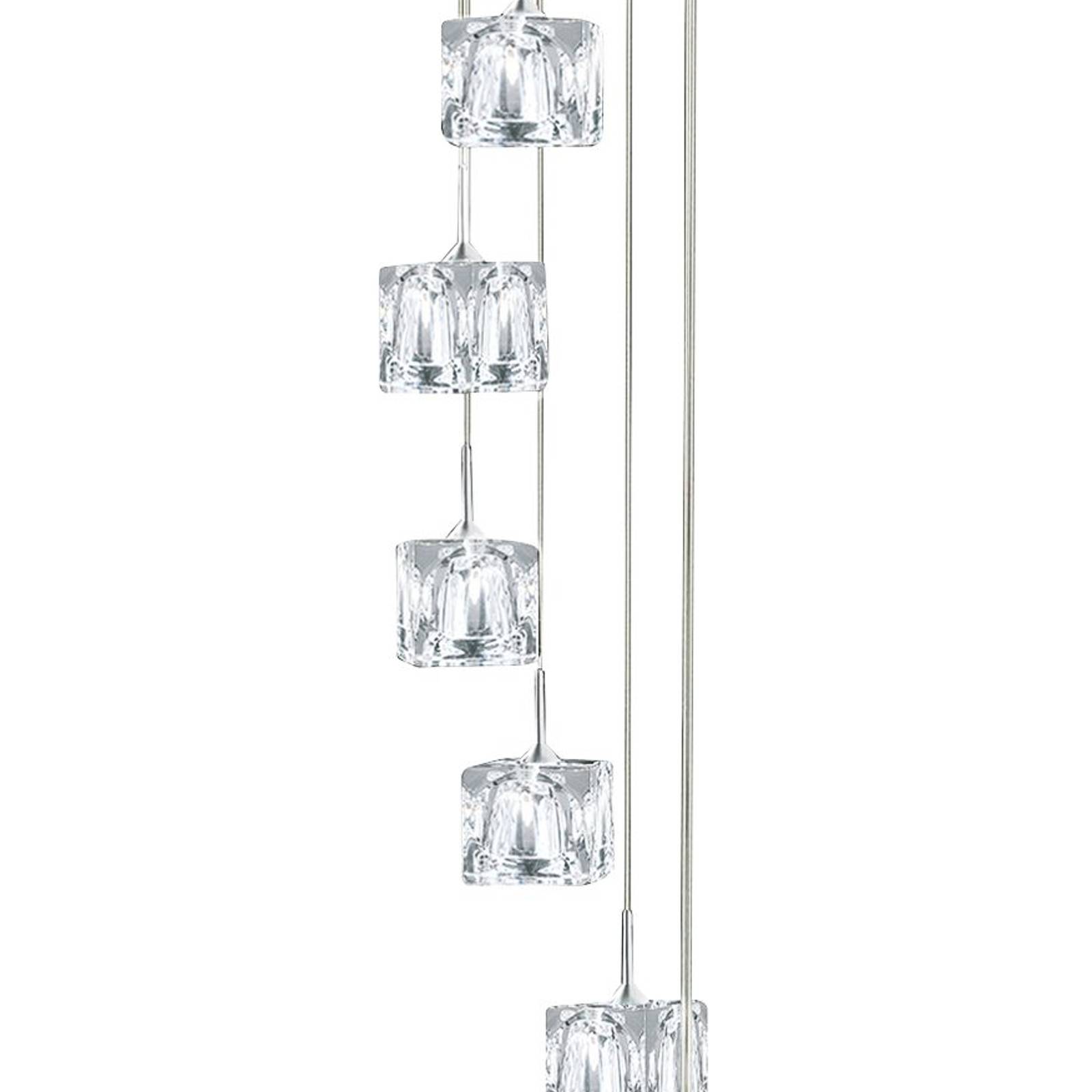 Lampa wisząca LED Ice Cube, 8-punktowa, chrom, szkło kryształowe