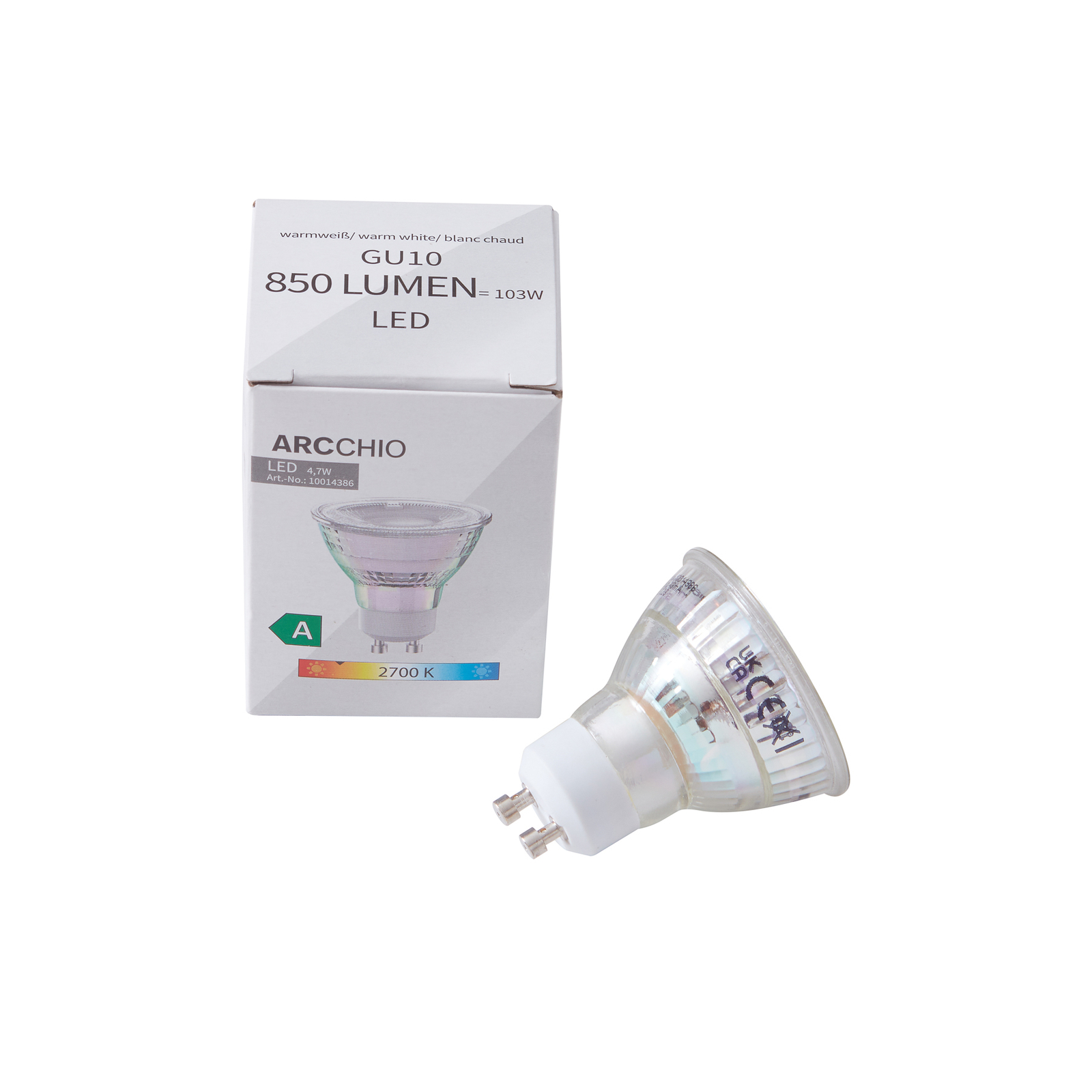 Arcchio LED-Leuchtmittel, Reflektor, GU10, 4,7W, klar, 2700K