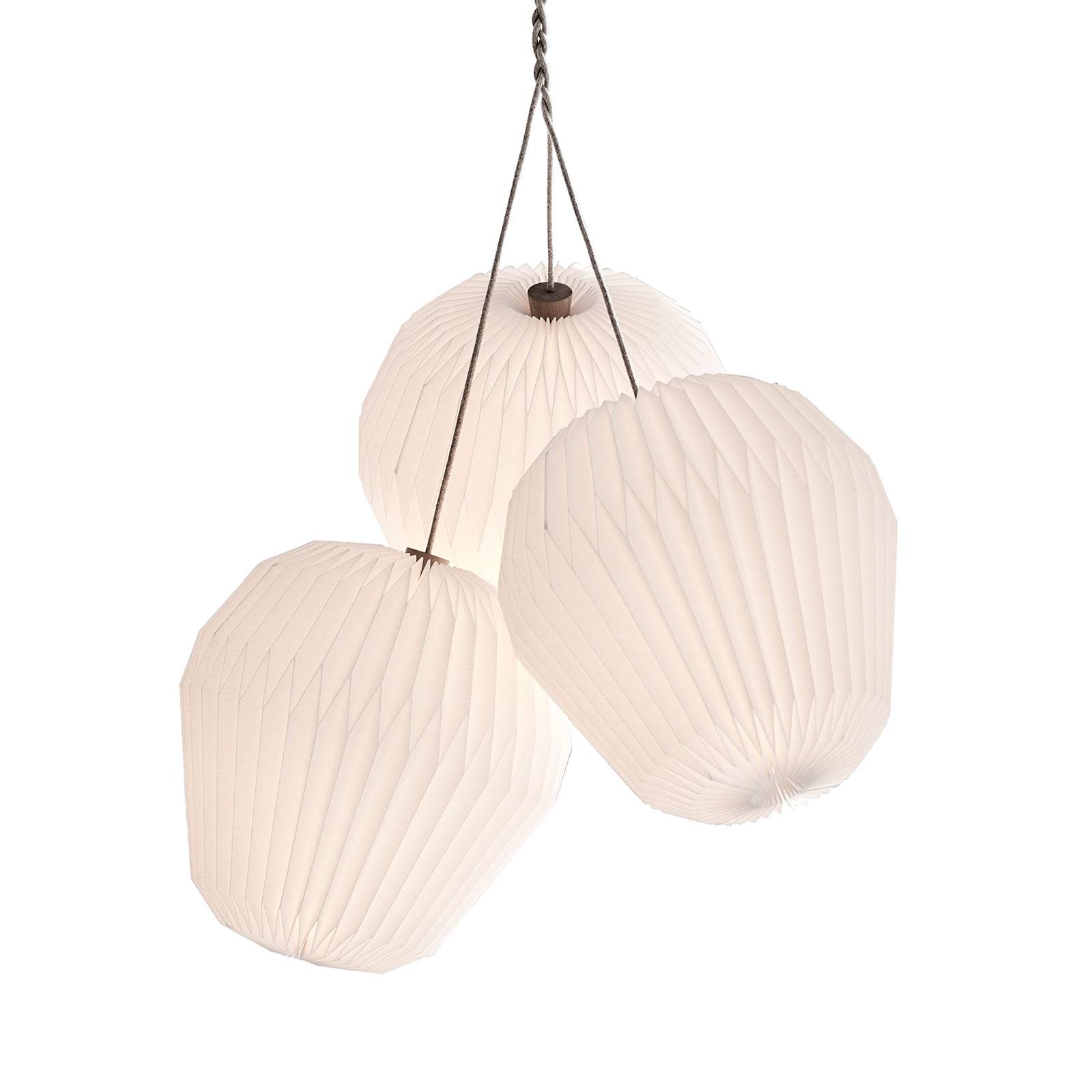 Le Klint LE KLINT The Bouquet hanging light 3-bulb Ø 80 cm, for Living / Dining Room, oak wood, linen, paper, E14, 4 W, H: 80 cm