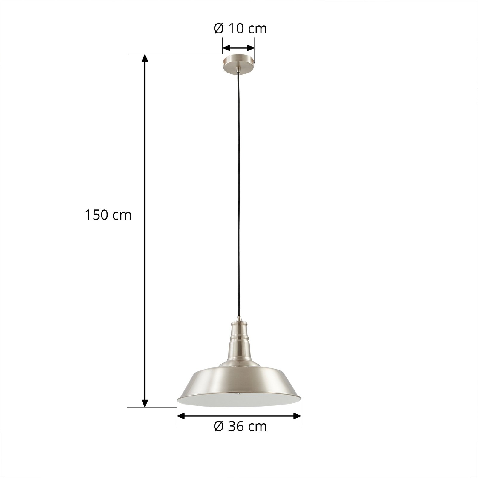 Lindby pendant light Laylan, nickel/white, Ø 36 cm, metal