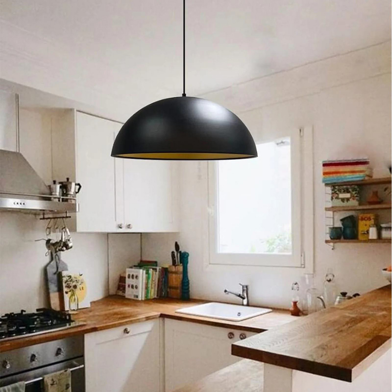 Suspension Lipeo, noir/or, Ø 50 cm, métal, E27