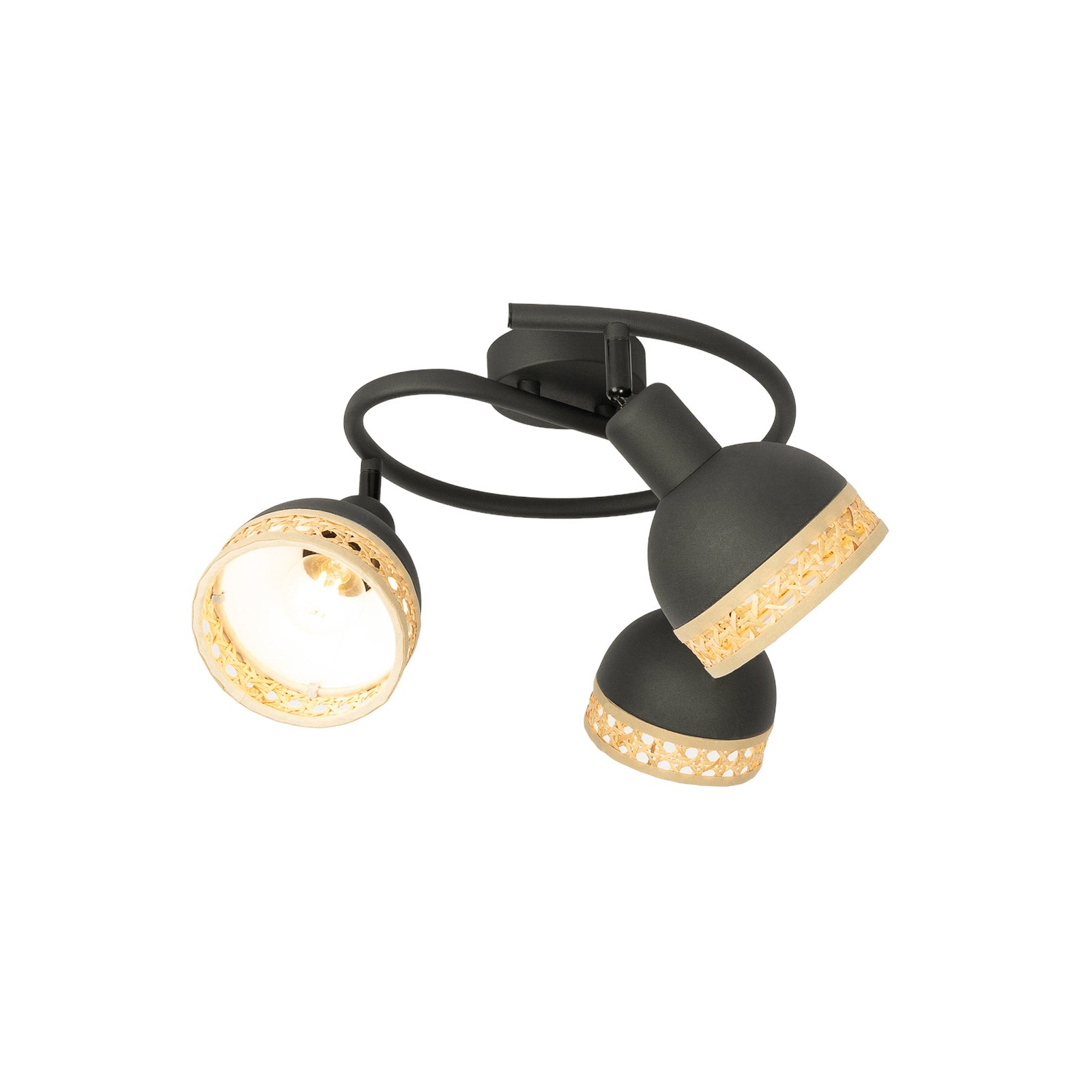 Lonnaris 3 Round Deckenleuchte Black/Nature - Lindby