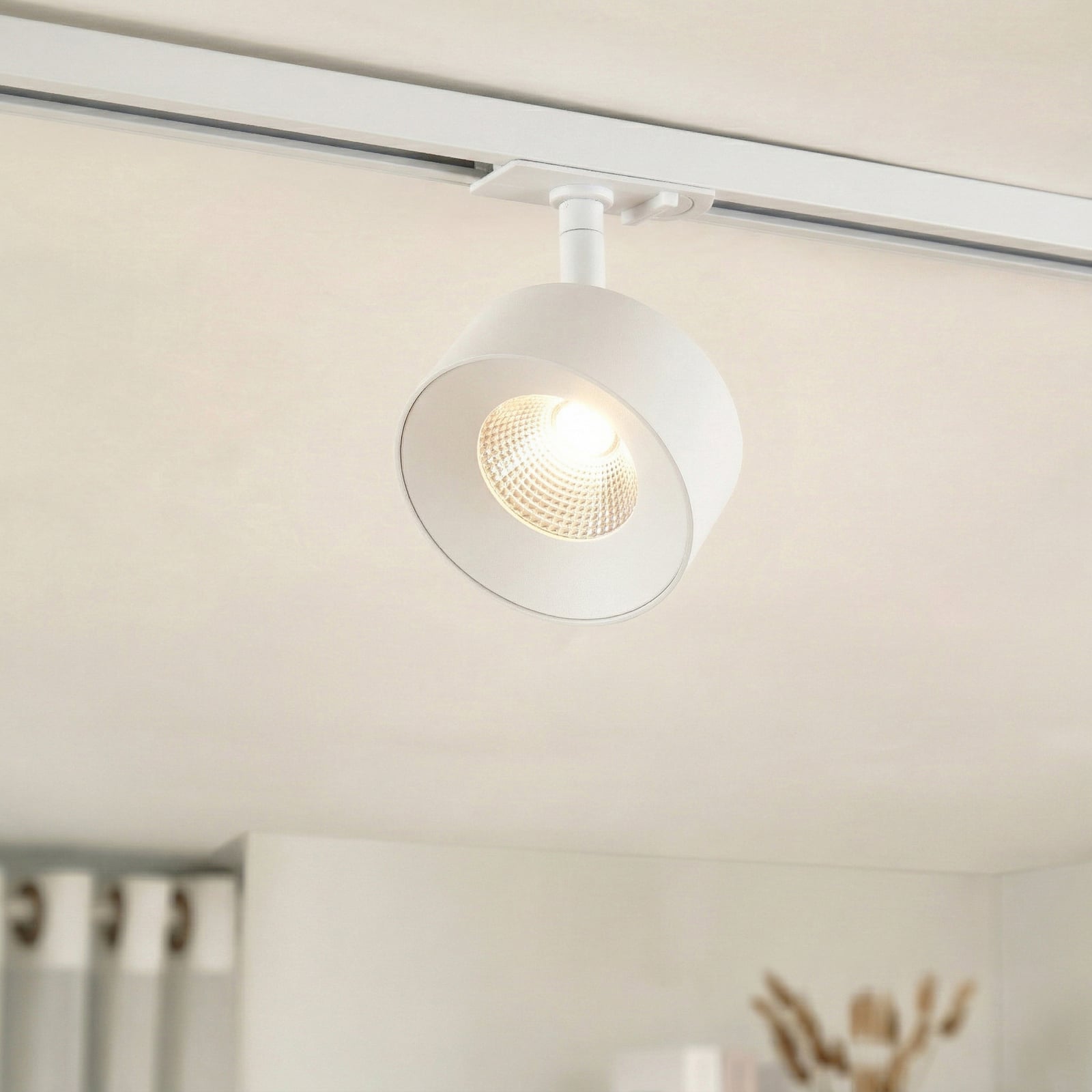 Lindby LED-skinnespot Linaro, hvid, Ø 9,5 cm, 3.000 K