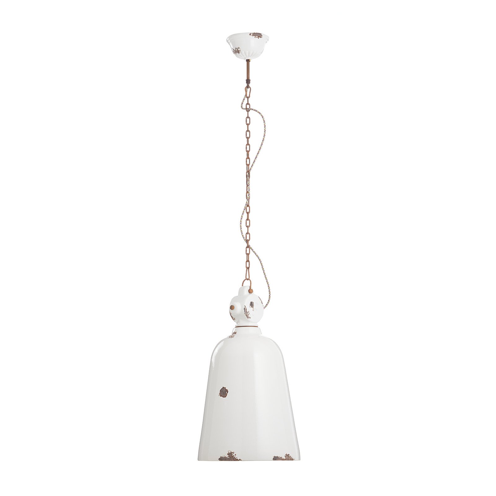 C1745 vintage hanging light, conical, white