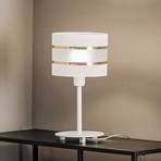 Helene table lamp with white-gold textile shade