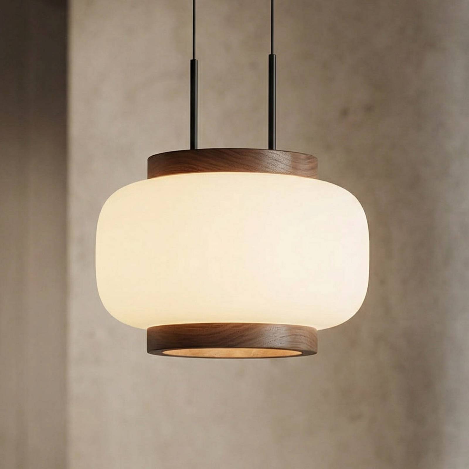 Suspension LED Quitani Shiro, à 1 lampe, bois/verre