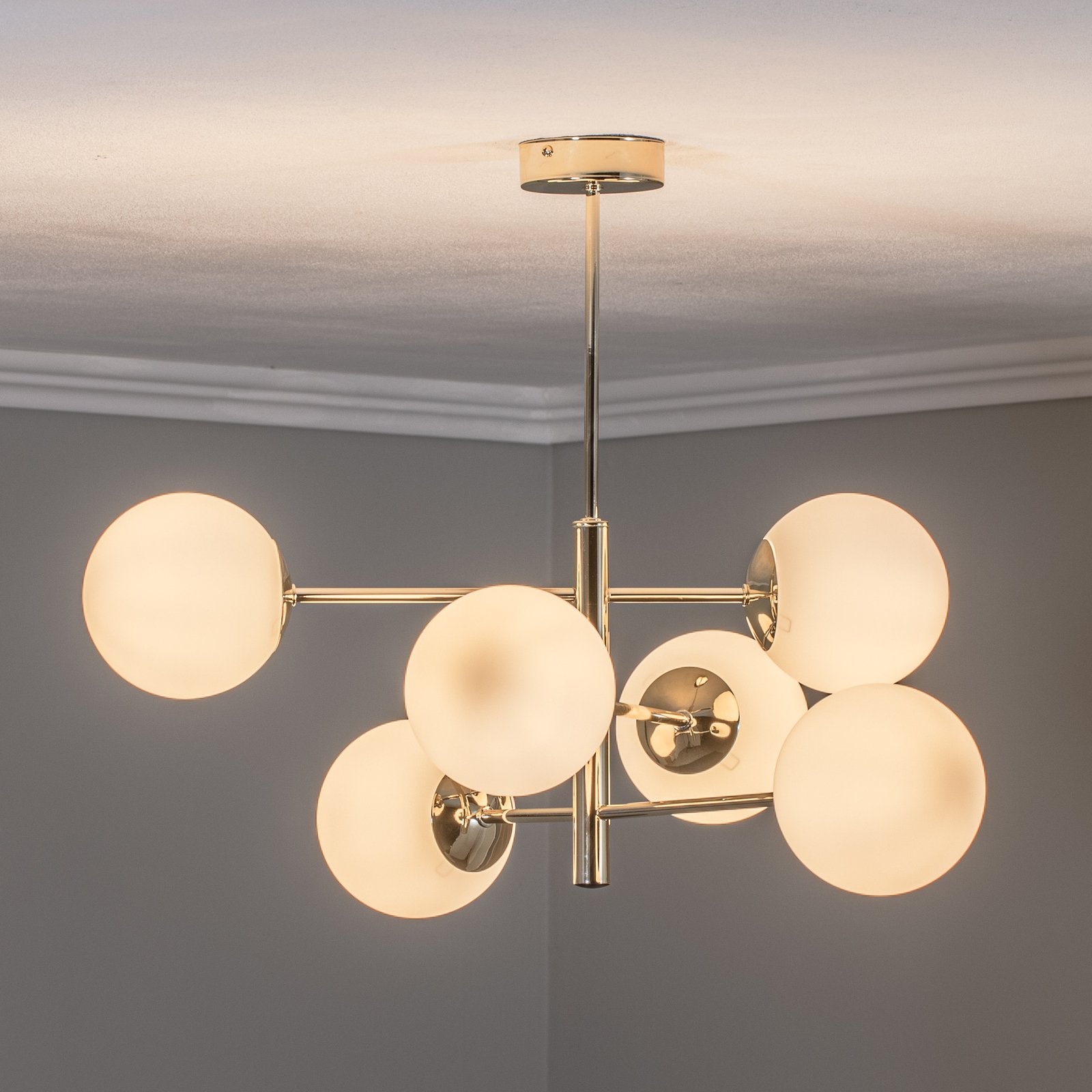 Aurora ceiling lamp, six-bulb, gold