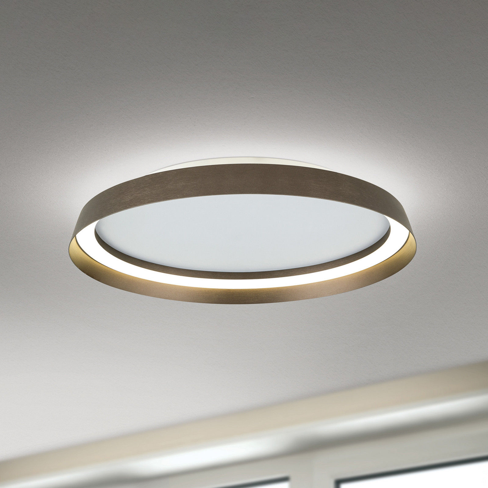 ORION Plafonieră LED Manta Ø 45 cm aluminiu/bronz aluminiu sus/jos - Camera de zi / sufragerie - modern