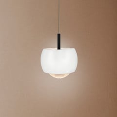 Roller Lámpara colgante LED, blanca, regulable en altura, lente de cristal