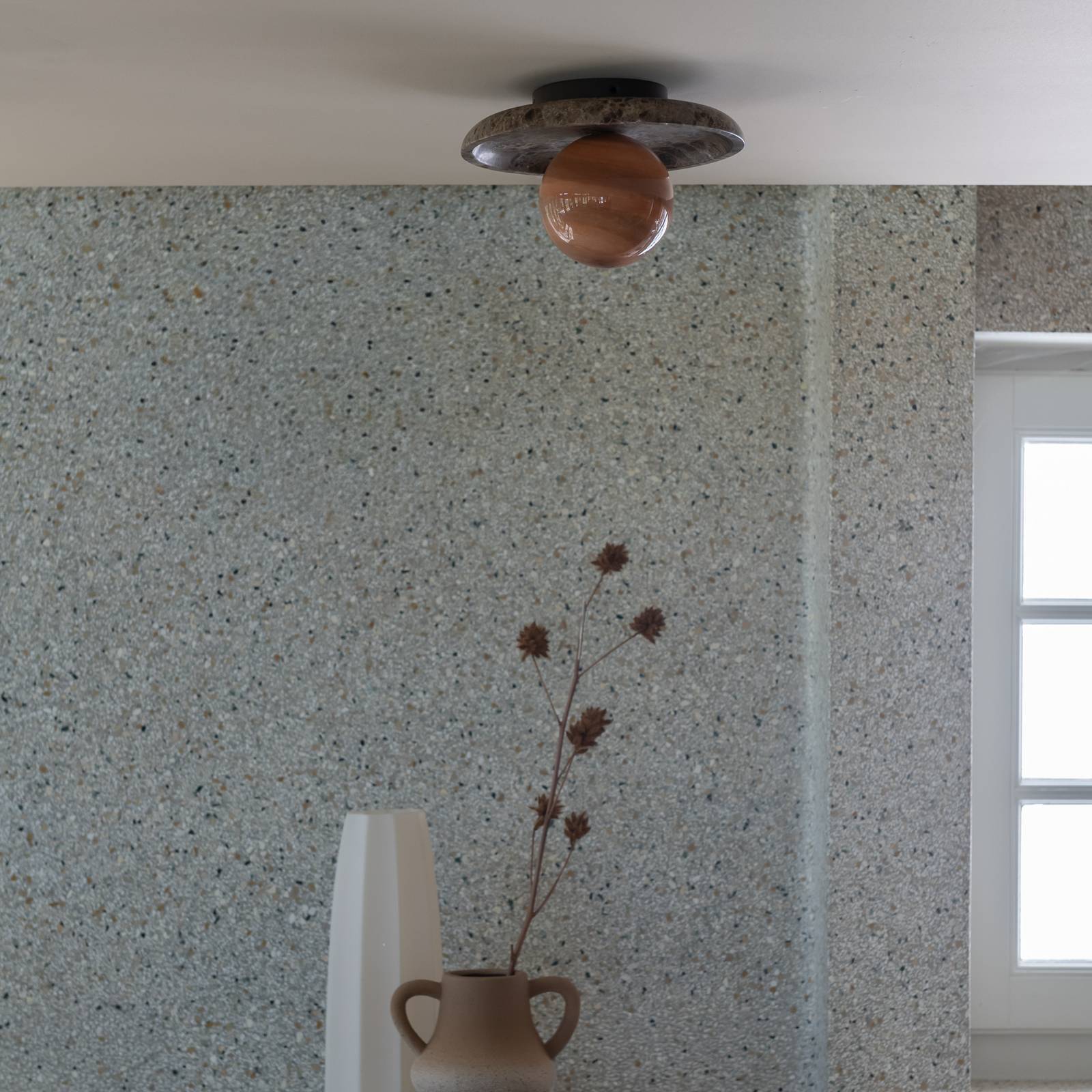 IT'S ABOUT ROMI – lampa sufitowa Tivoli, brązowa, Ø 25 cm, marmur