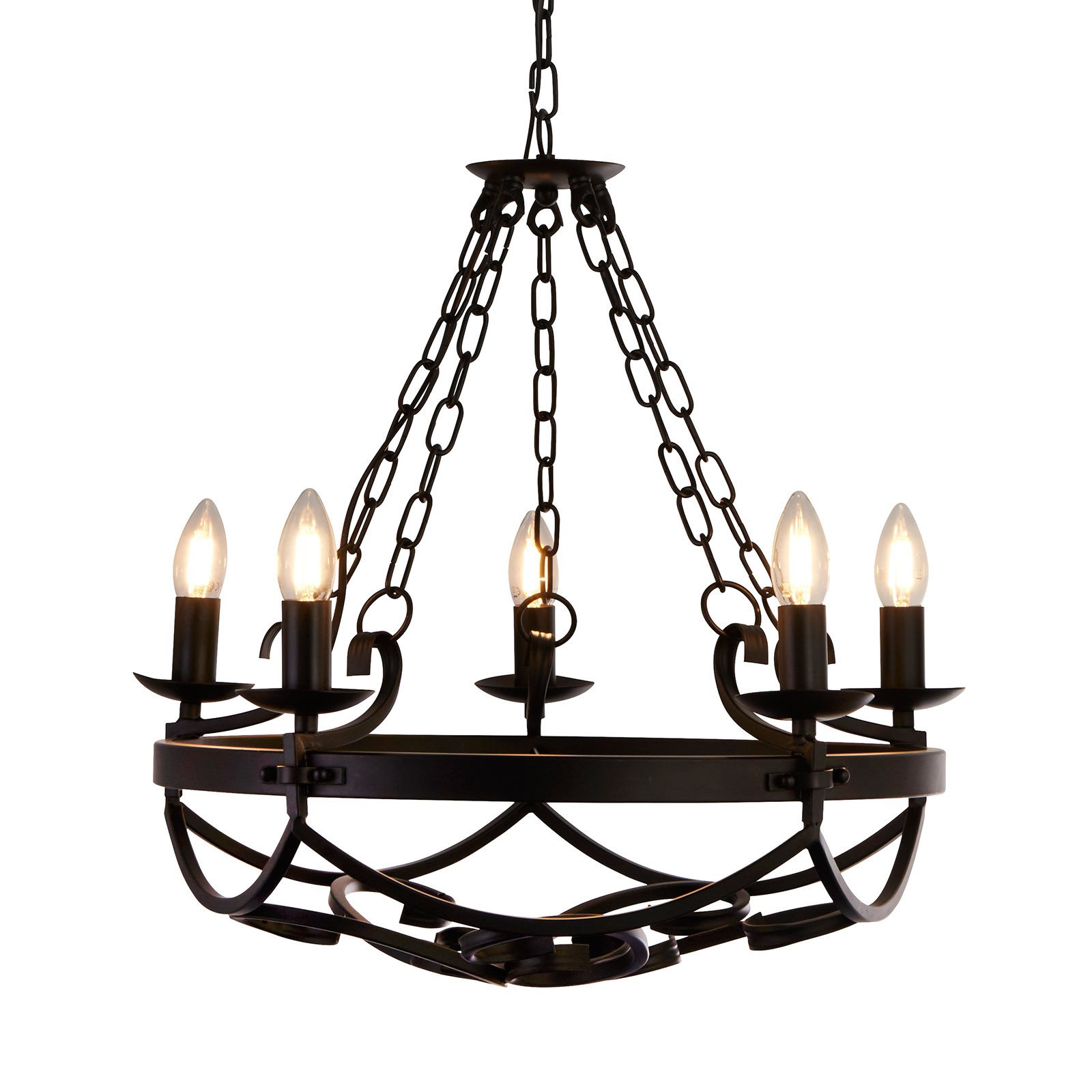 Searchlight Candelabru Cartwheel III 5 becuri Ø 54 cm negru metal - Camera de zi / sufragerie - Antichitate - negru mat