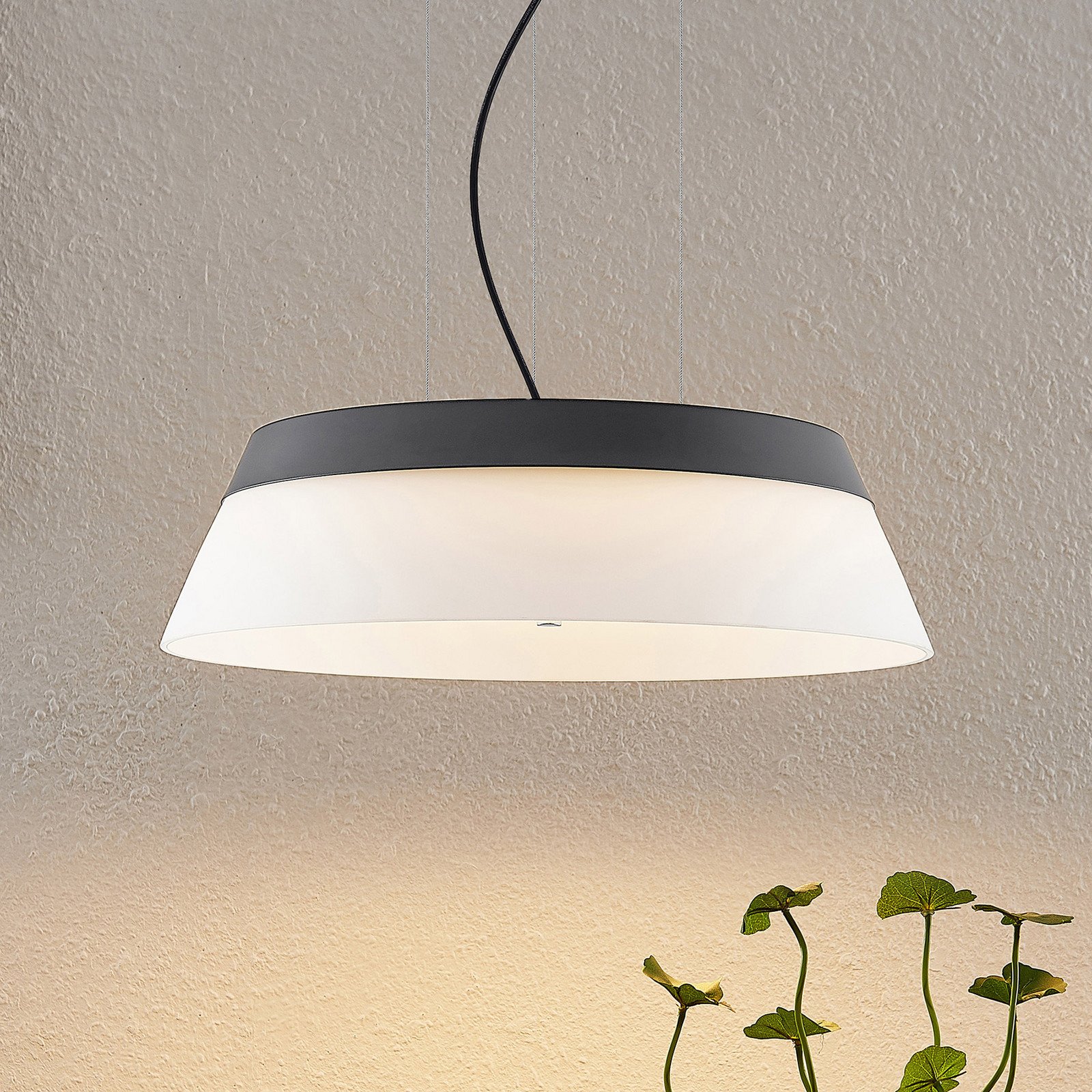 Lucande Jusanna Suspensie cu LED sticlă transparentă - Camera de zi / sufragerie - modern - negru alb opal
