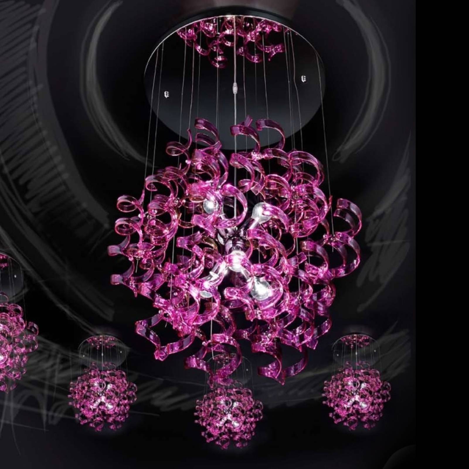 Hängeleuchte Magenta, 6-flammig
