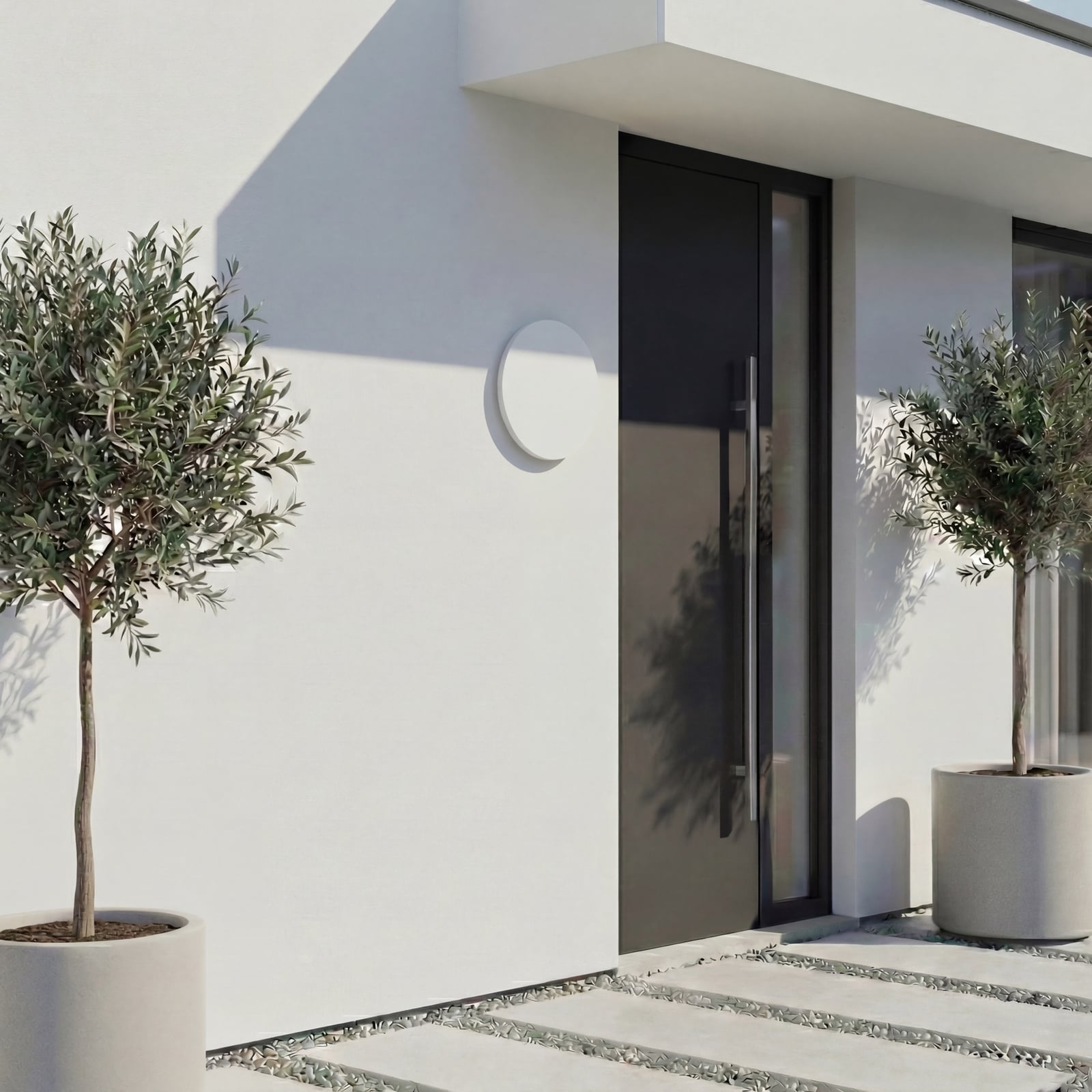 Candeeiro de parede exterior LED Lindby Selinel, branco, Ø 23 cm, número da casa