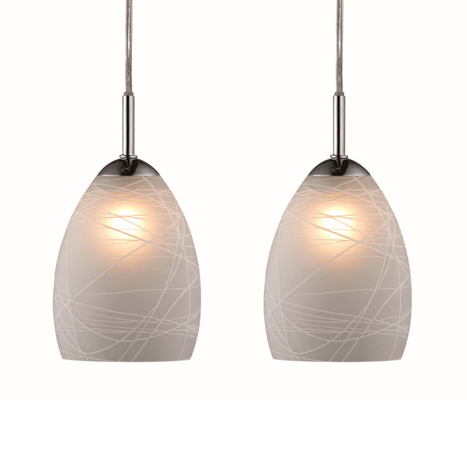 WINNER-riippuvalo, himmeä lasi, halkaisija 12 cm, 2-lamppuinen – Halo Design - Olohuone - Monilamppuinen