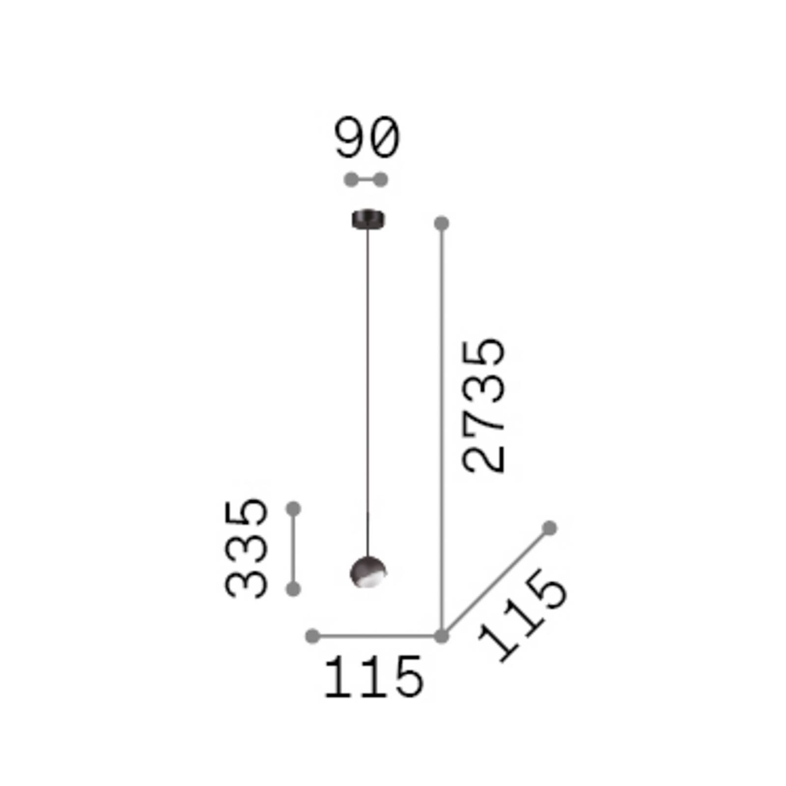 IDEAL LUX hanglamp Bloom, Ø 12 cm, zwart, metaal/glas