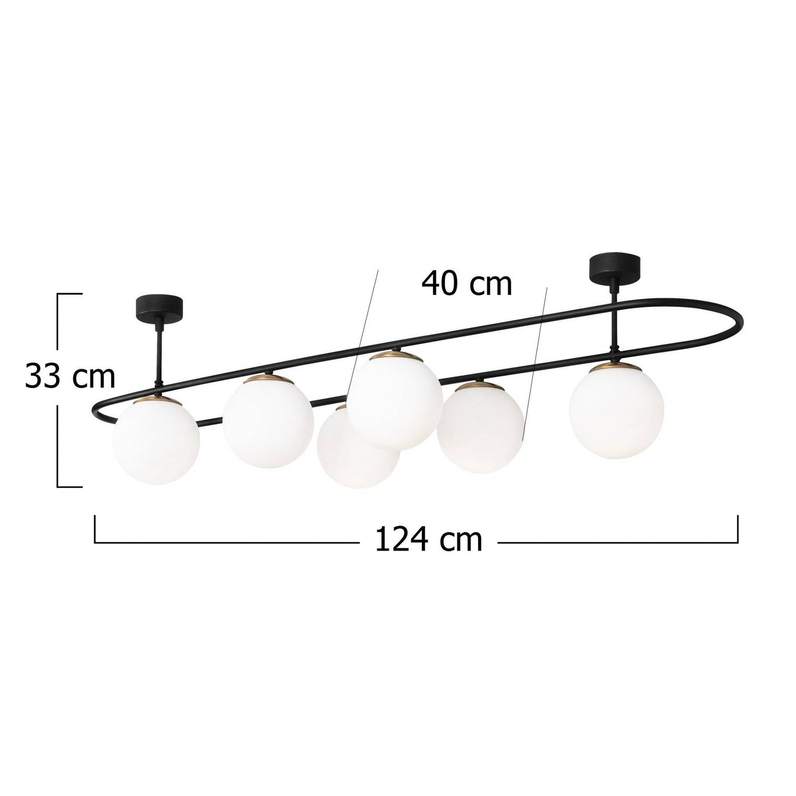 Opviq Taklampa Abaküs 4911 svart opalglas 6 lampor