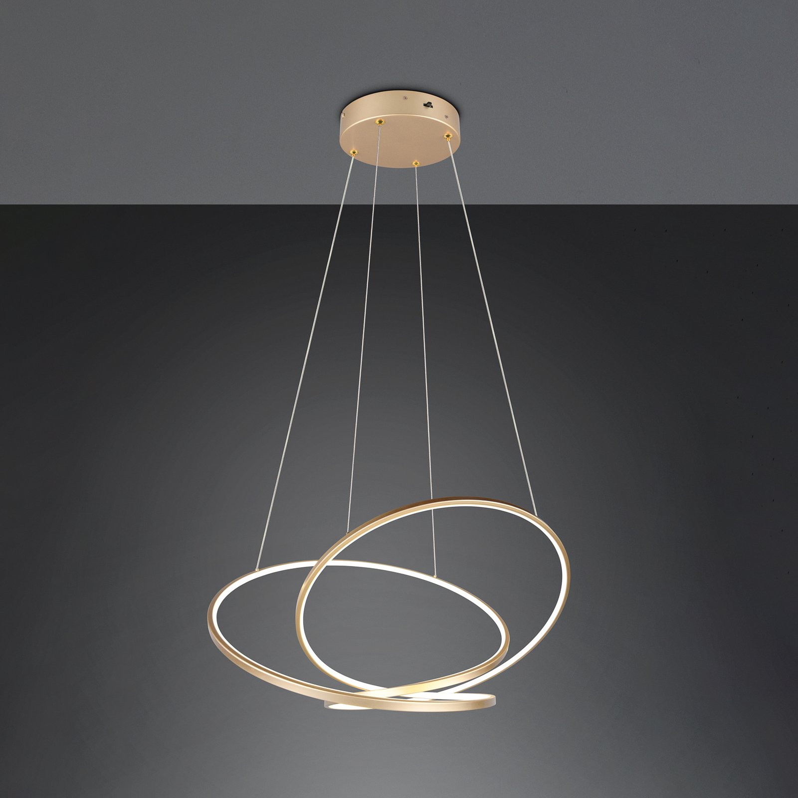 LED pendant light Darvin length 84 cm, gold-coloured, metal, CCT