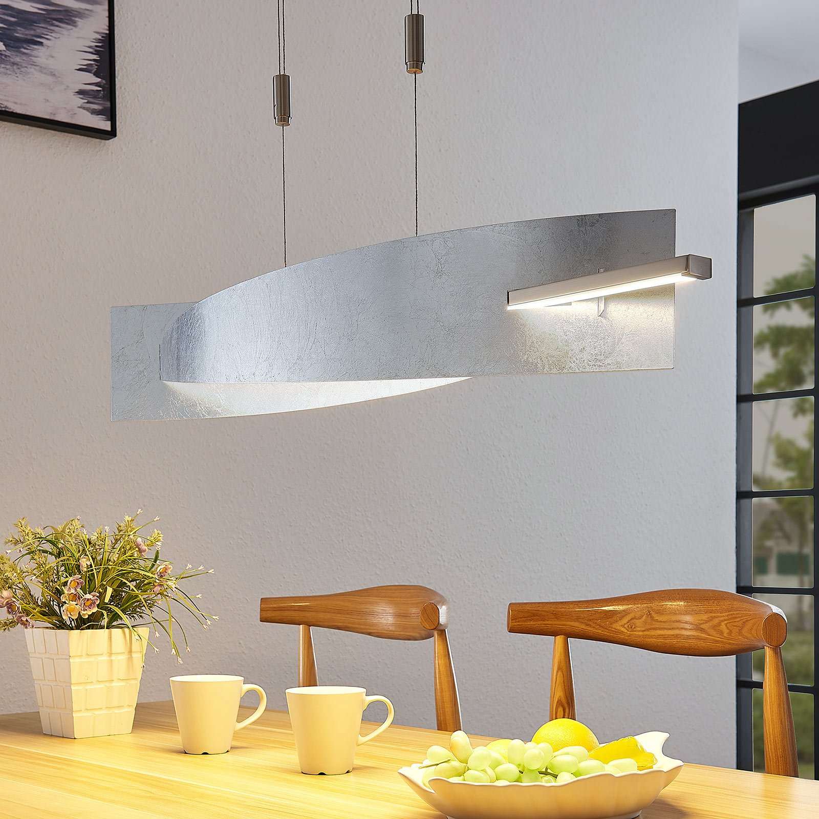 LED hänglampa Marija, lodrät kåpa, silver | Lamp24.se LED hänglampa Marija, lodrät kåpa, silver | Lamp24.se