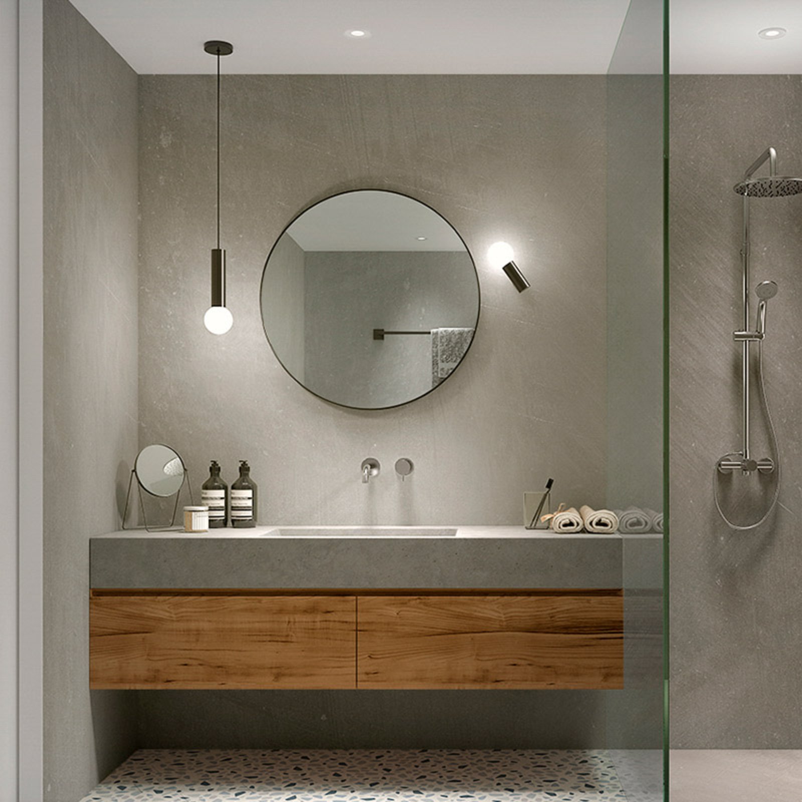 LEDS-C4 Mist -kylpyhuoneen seinälamppu, musta