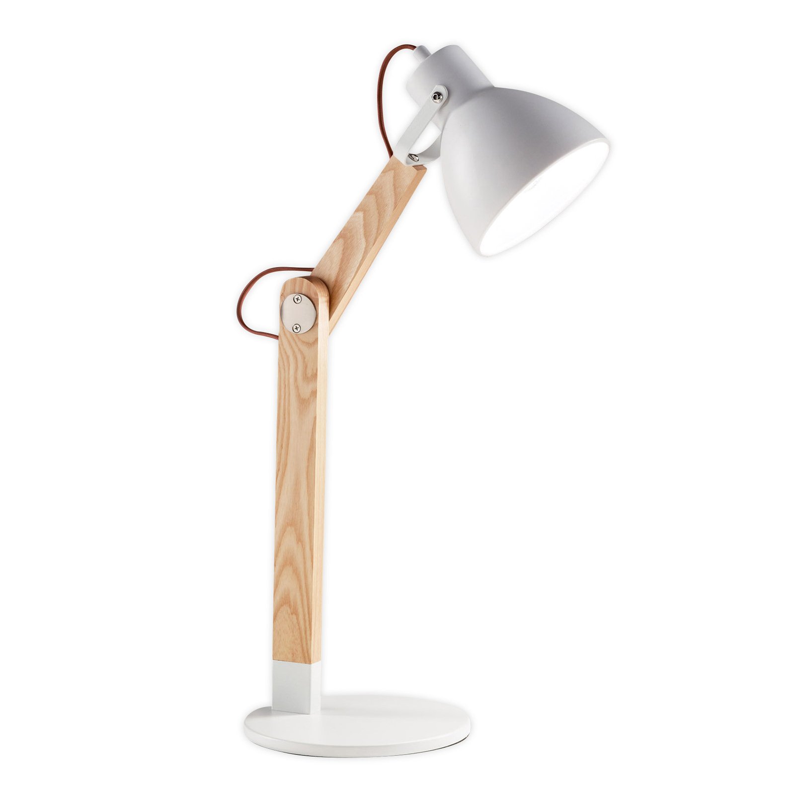 Tafellamp Sveva van hout, wit/essen
