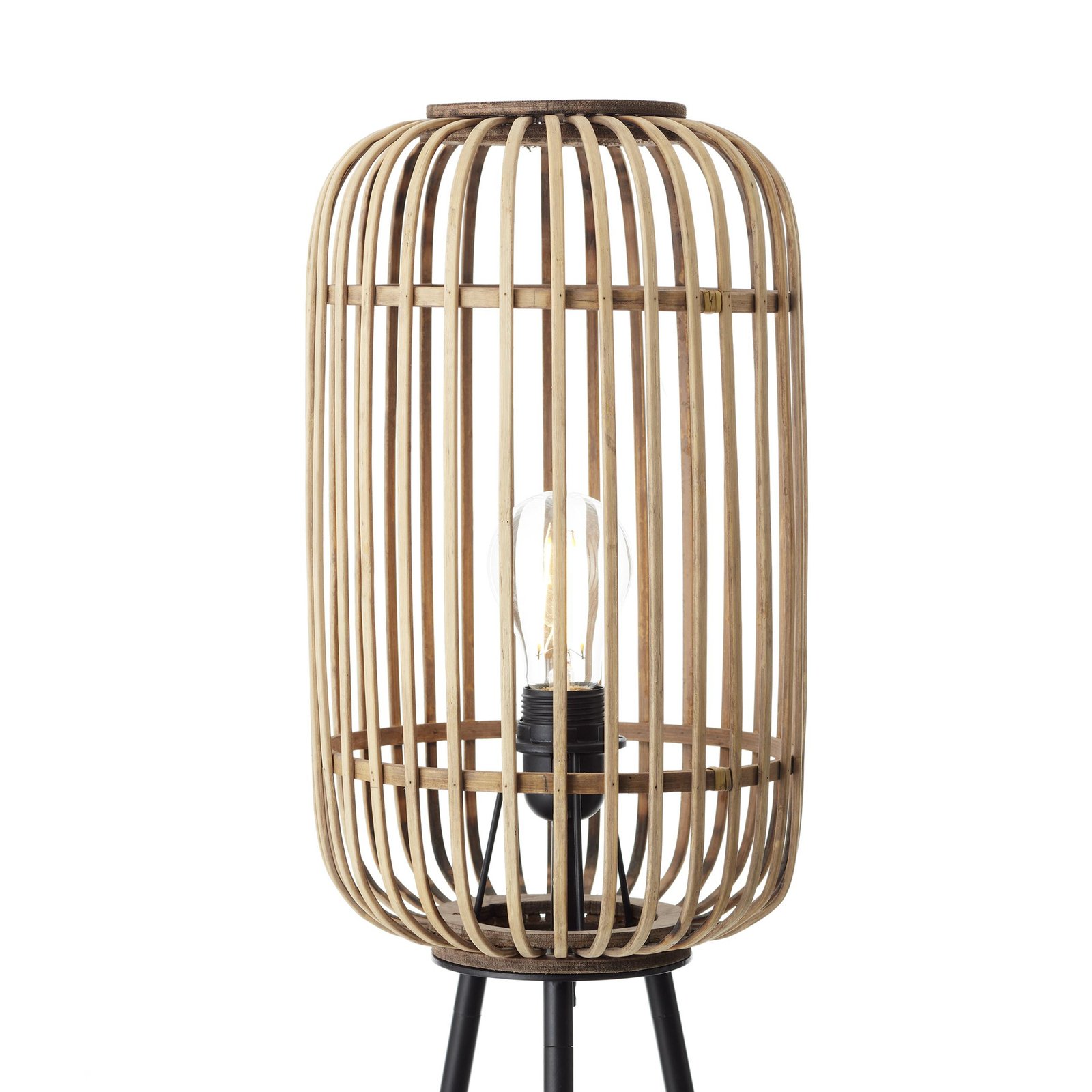 Talna svetilka Woodrow, višina 130 cm, svetel les, bambus/kovina
