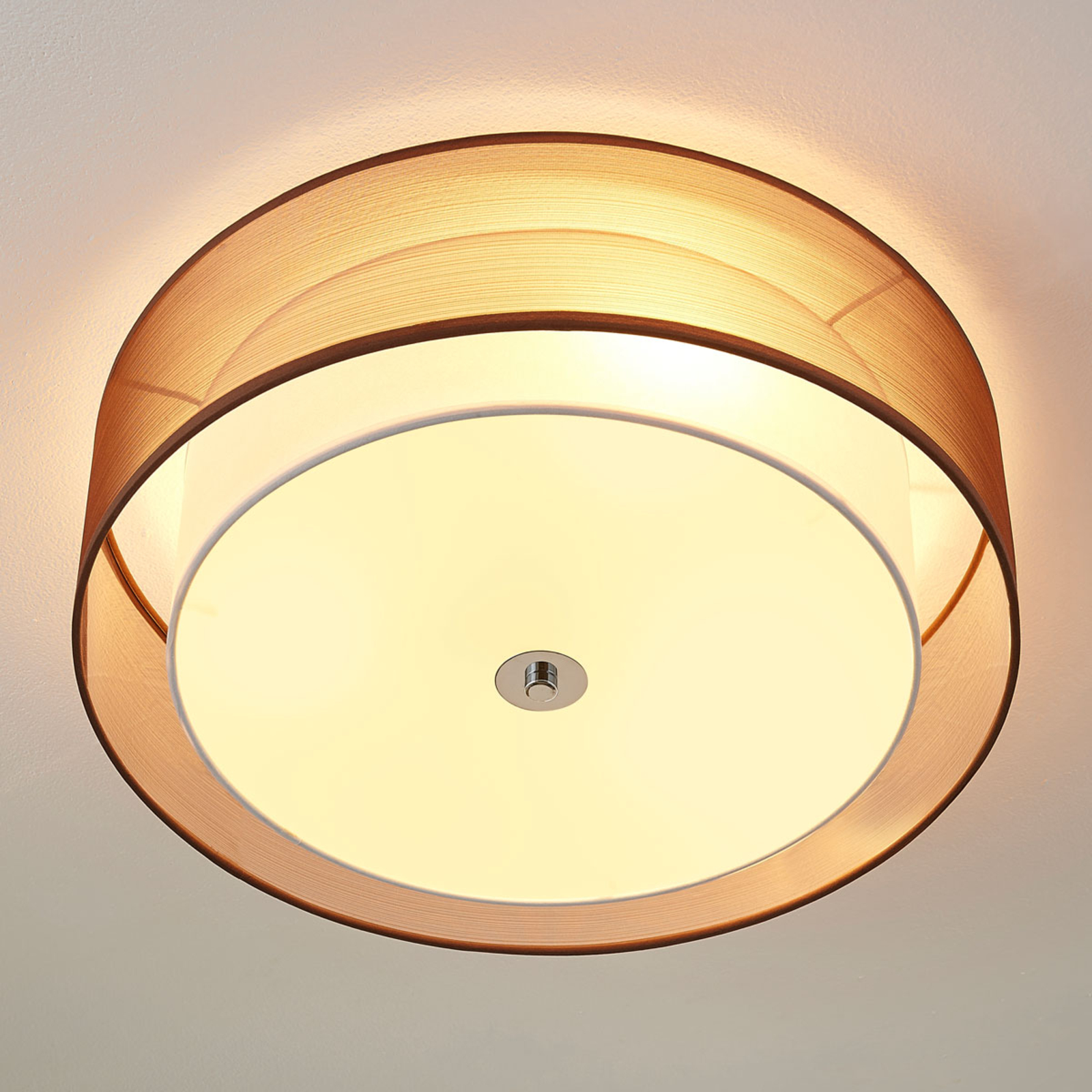 Tobia Ceiling Lamp Brown/White/Chrome - Lindby