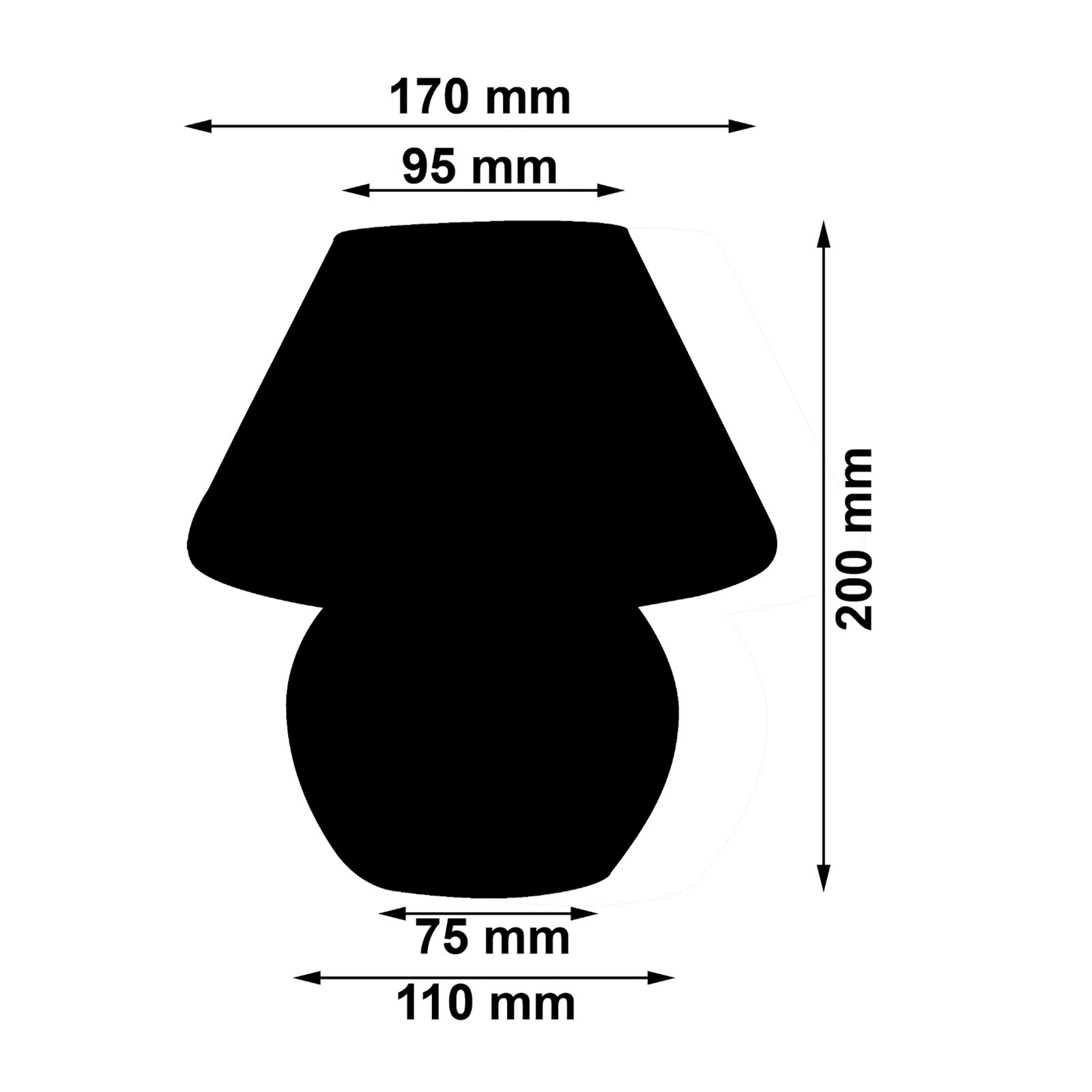 Glas bordlampe, hvid Ø 17 cm