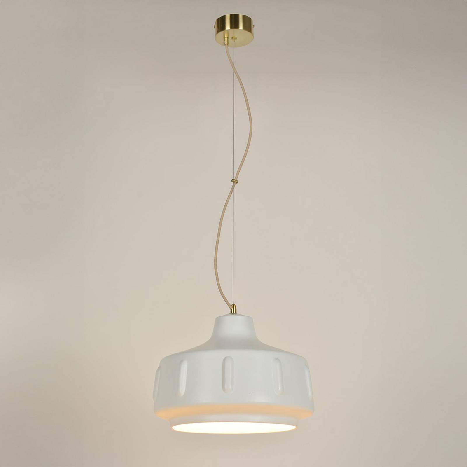 MARKET SET Lampa wisząca Jimmy, Ø 38 cm, biała, ceramika