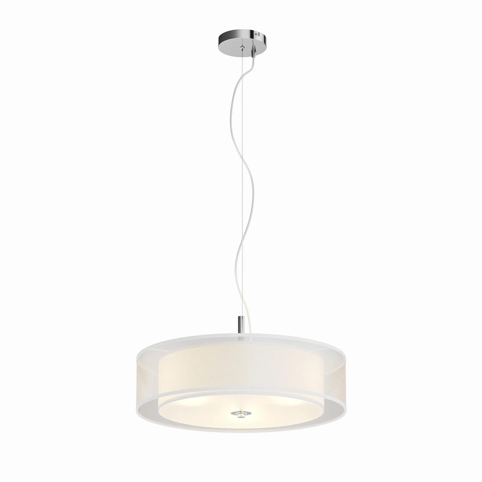 Lámpara colgante Lindby Pikka, blanca, textil, Ø 50 cm, E27