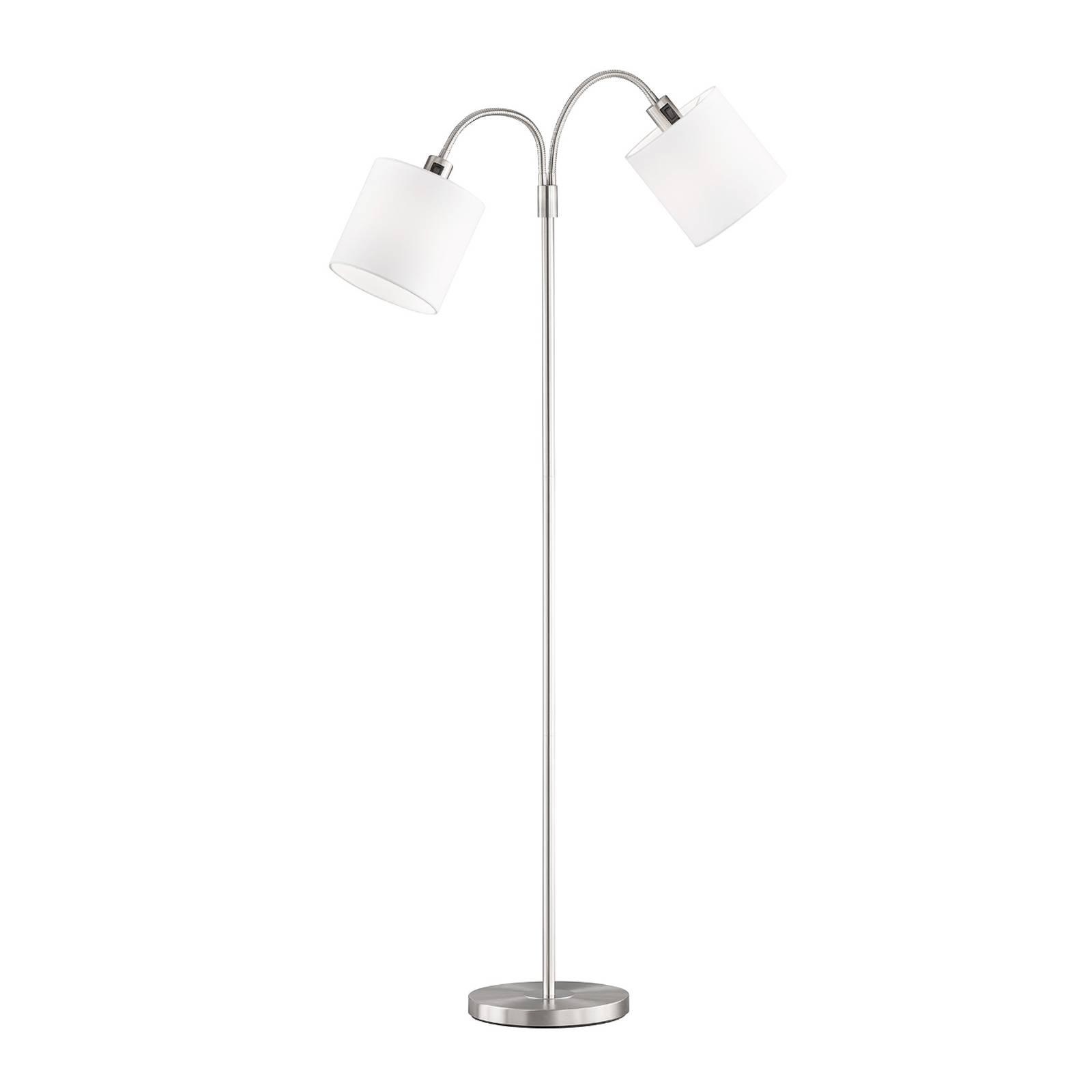 Lampadaire Cozy deux lampes tissu nickel/blanc