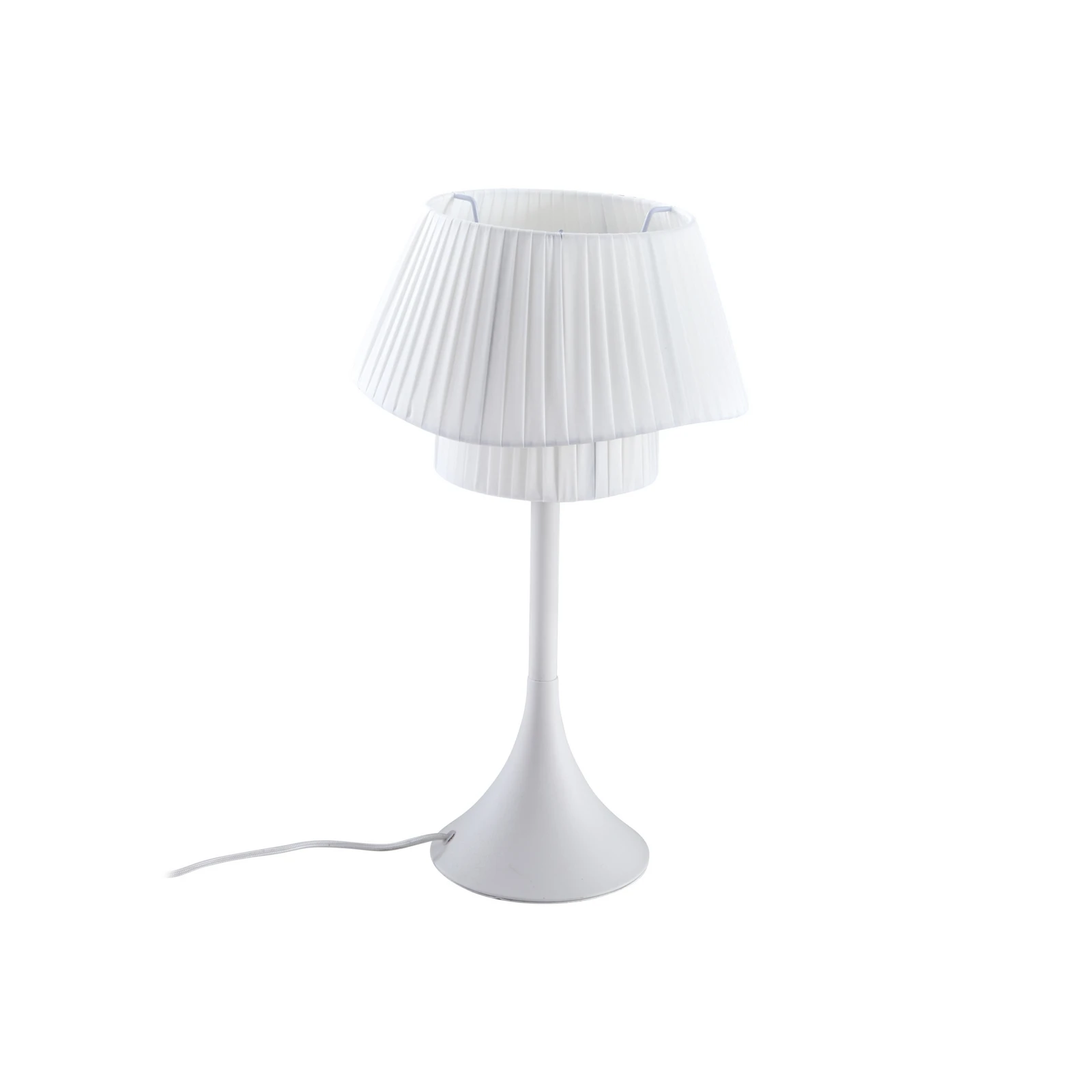 Lindby bordlampe Eryndor, hvid, tekstil, Ø 30 cm, E27