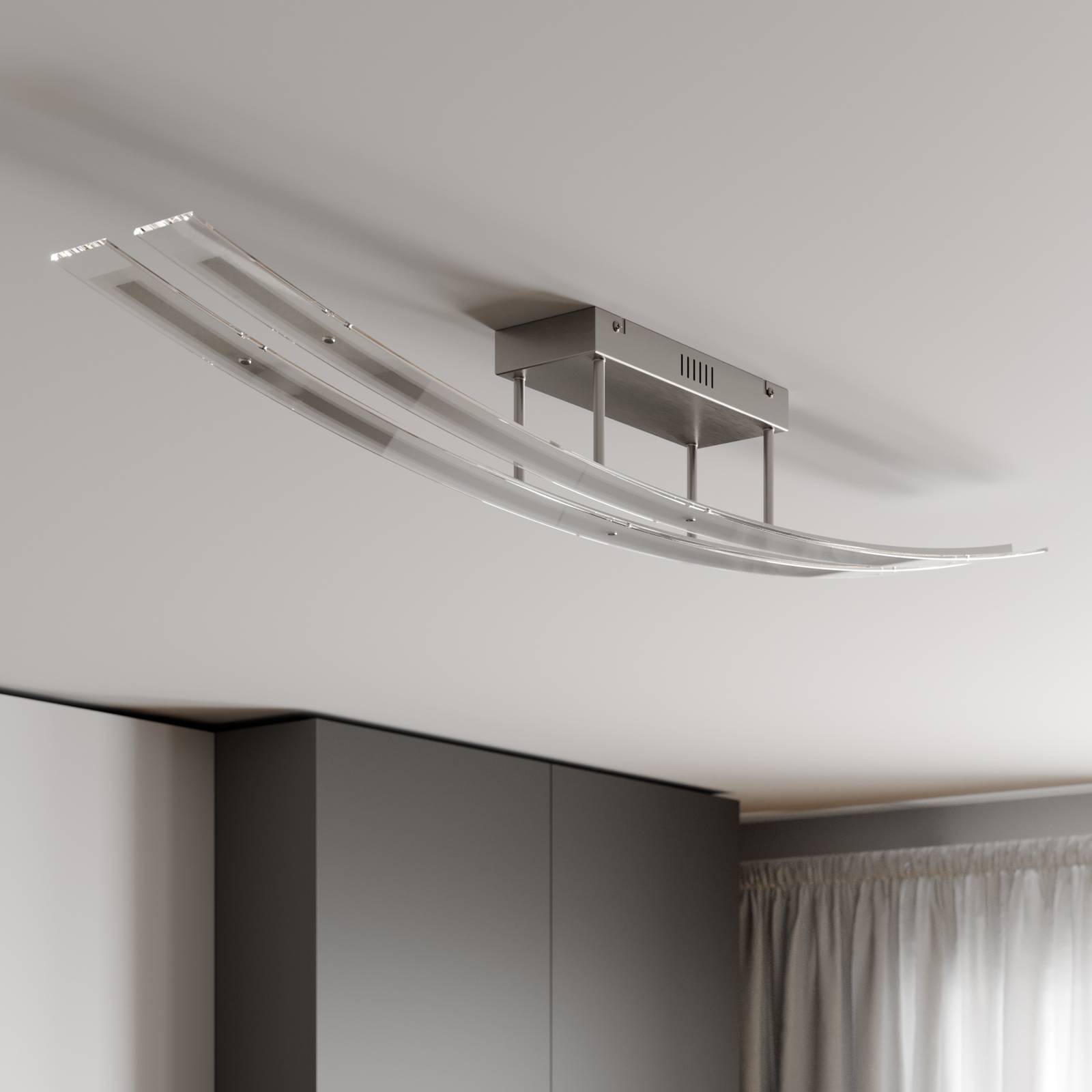 Lindby Lampa sufitowa LED Jarda, szkło, długość 134 cm, ściemniana