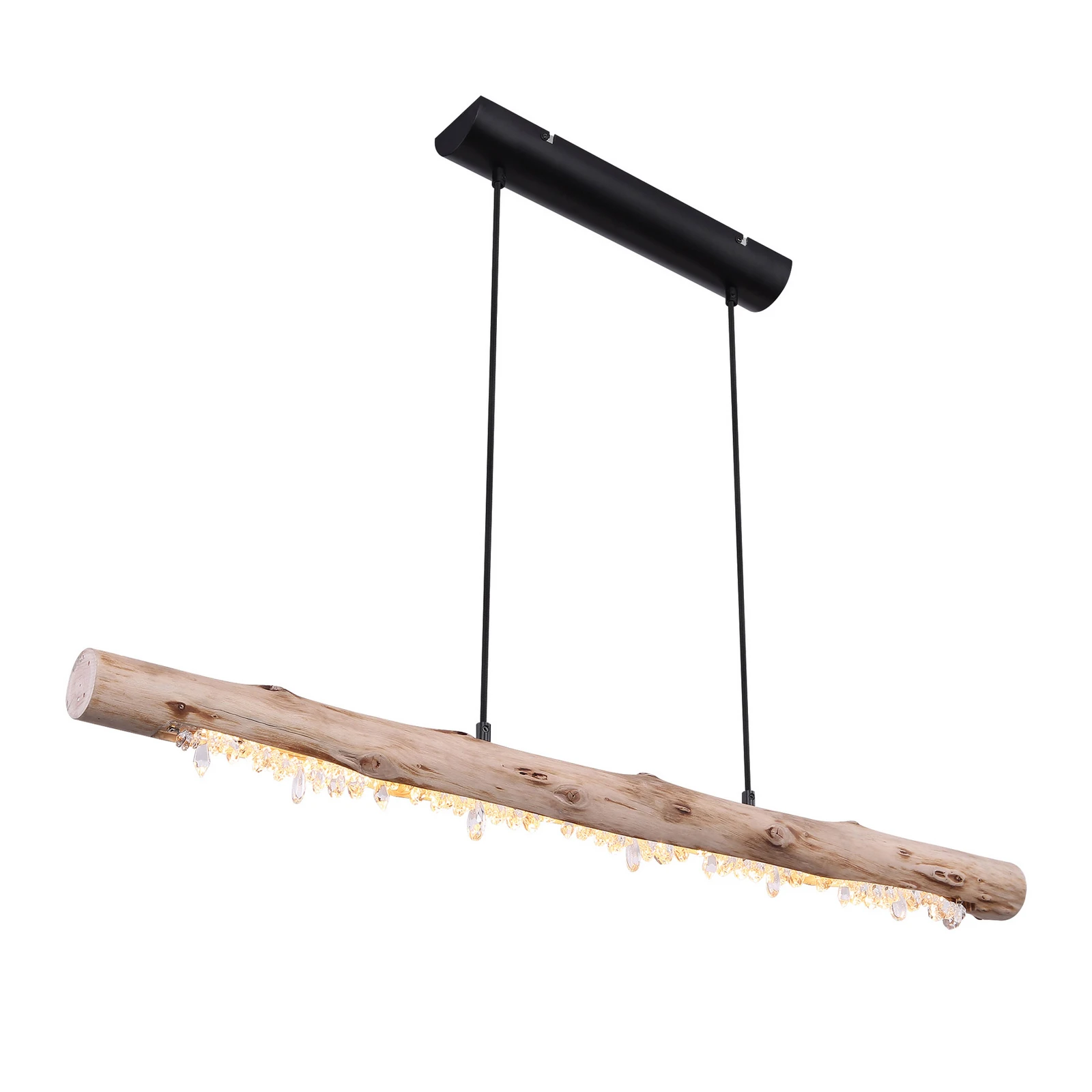 Lampada LED sosp Felicitas di legno, lunga 100 cm