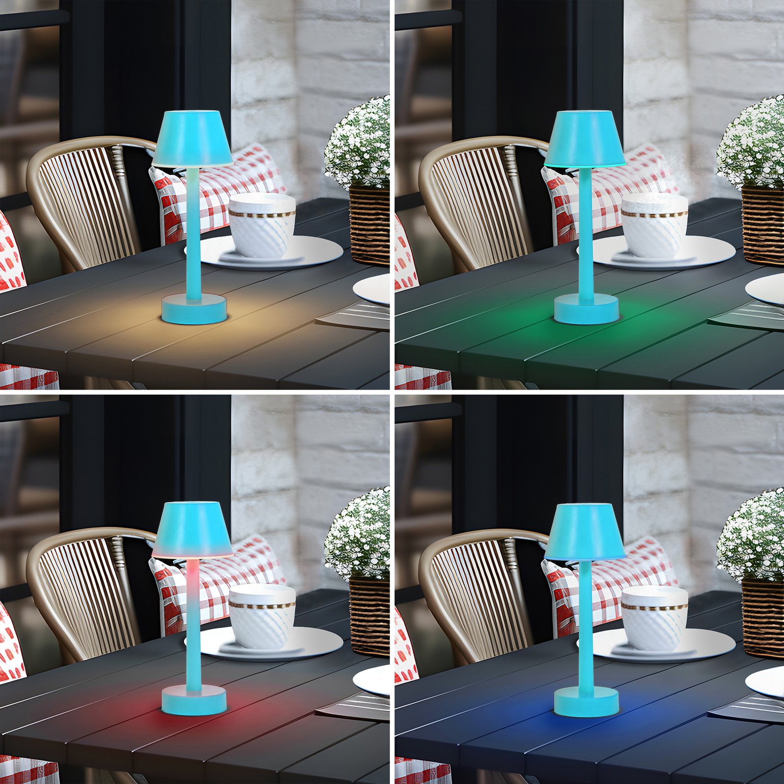 Gaja LED Portable Taffellamp IP44 RGBW Blauw - Lindby