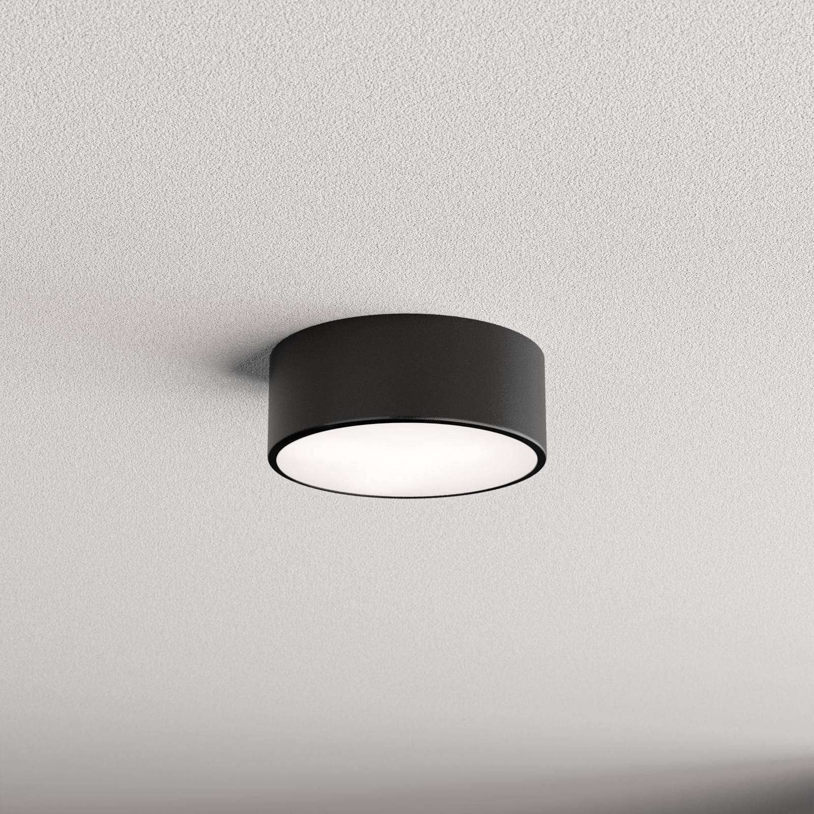 Lampa sufitowa Cleo, Ø 20 cm, IP54, czarna, metal, E27