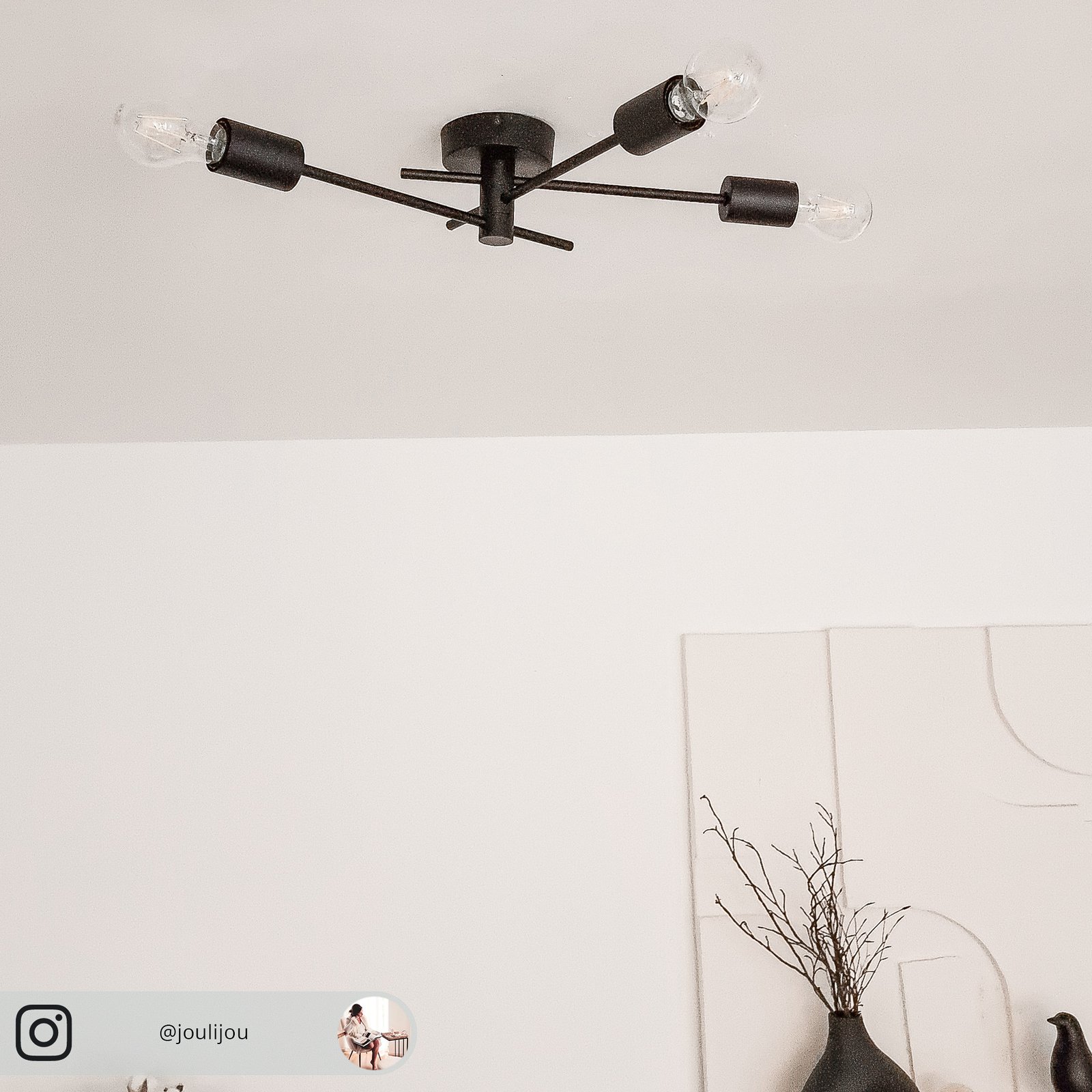 Cerros 3 Ceiling Lamp Black - Lindby