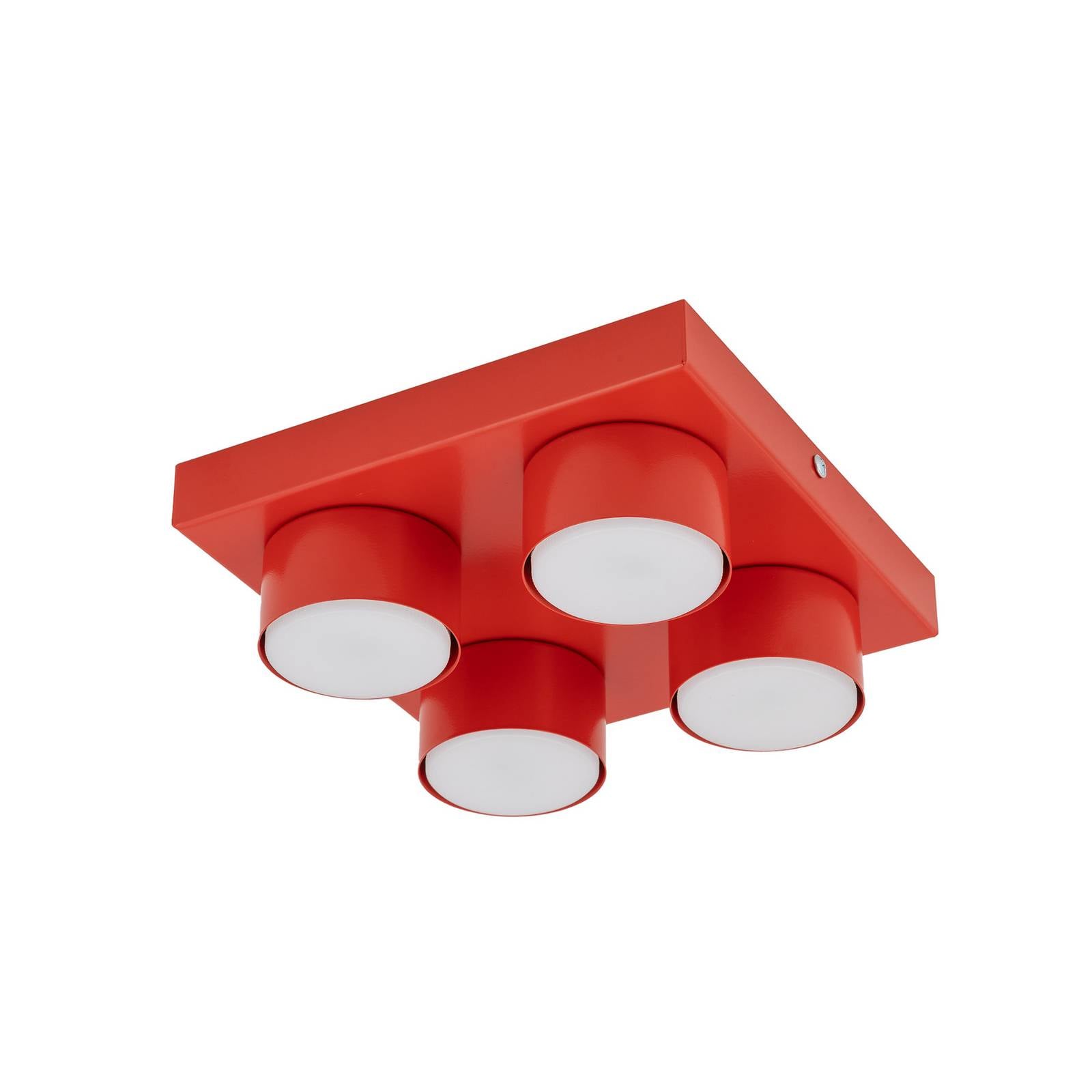 Deckenlampe Brix, rot, 23 cm lang, 4-flammig, GX53