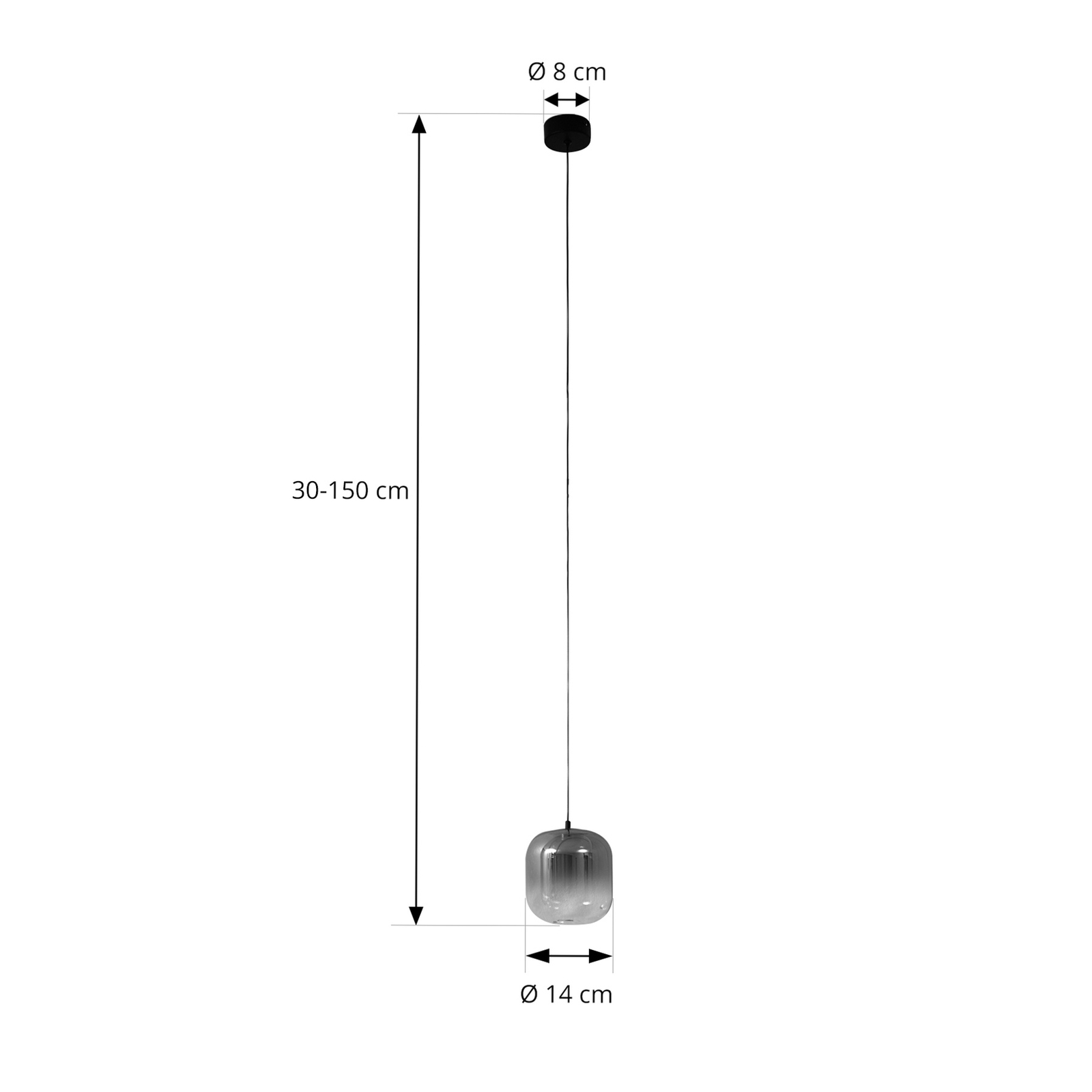 Lucande LED-Hängeleuchte Avelina, Ø 14cm , rauchgrau, 1-flg.