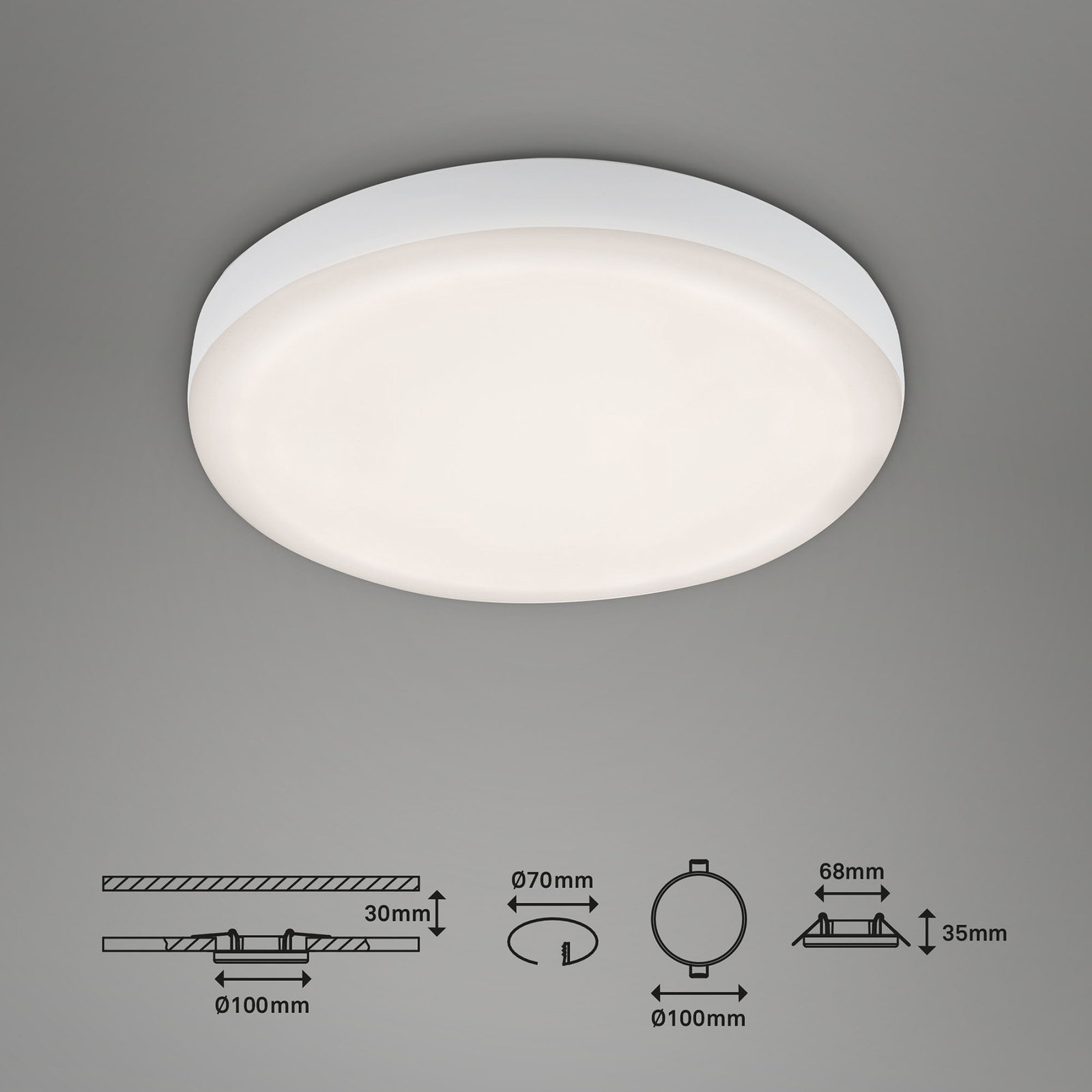 Spot encastrable LED Plat, blanc, Ø 10 cm, 4.000K