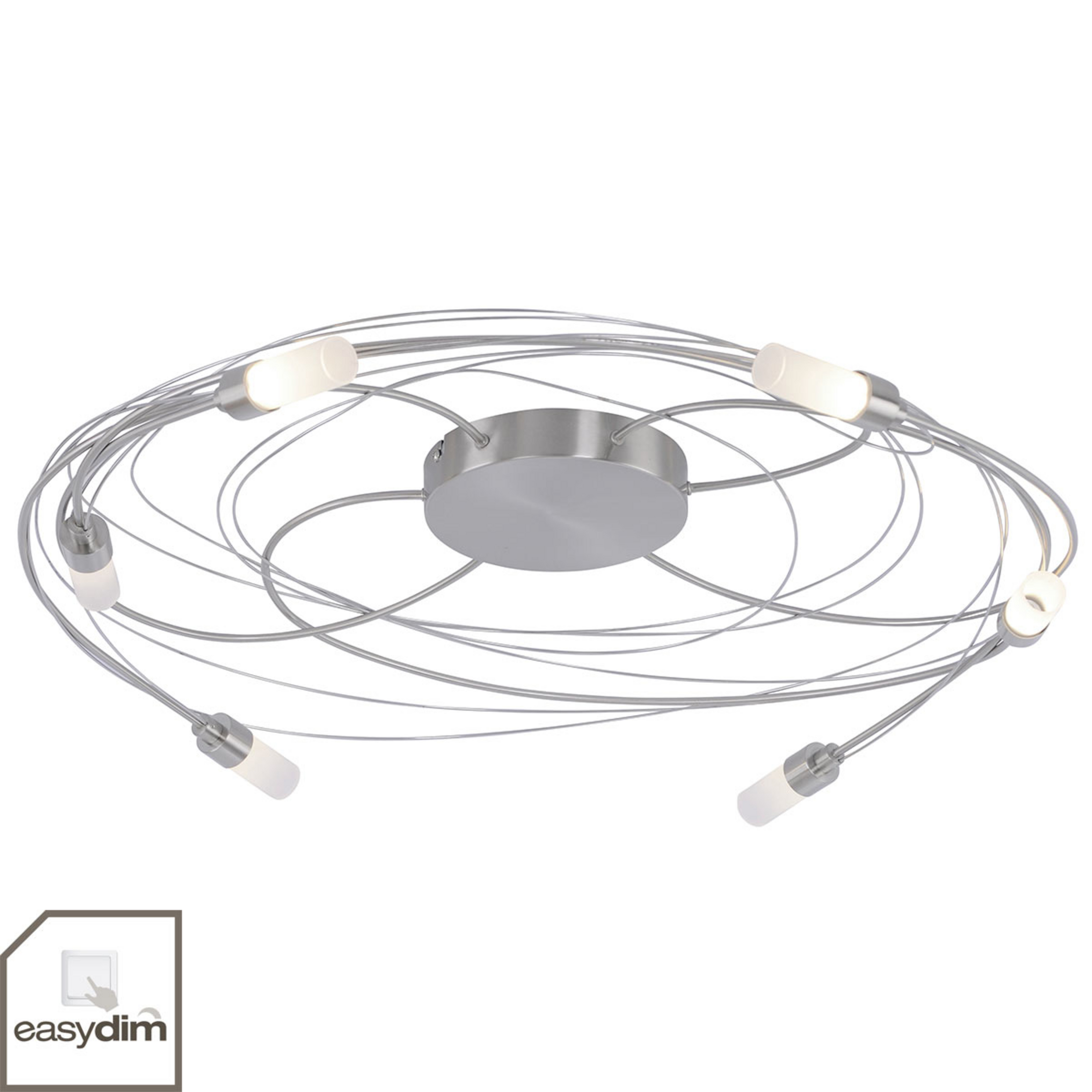 Candeeiro de teto Nelia w. LED 6fl Ø 60 cm aço