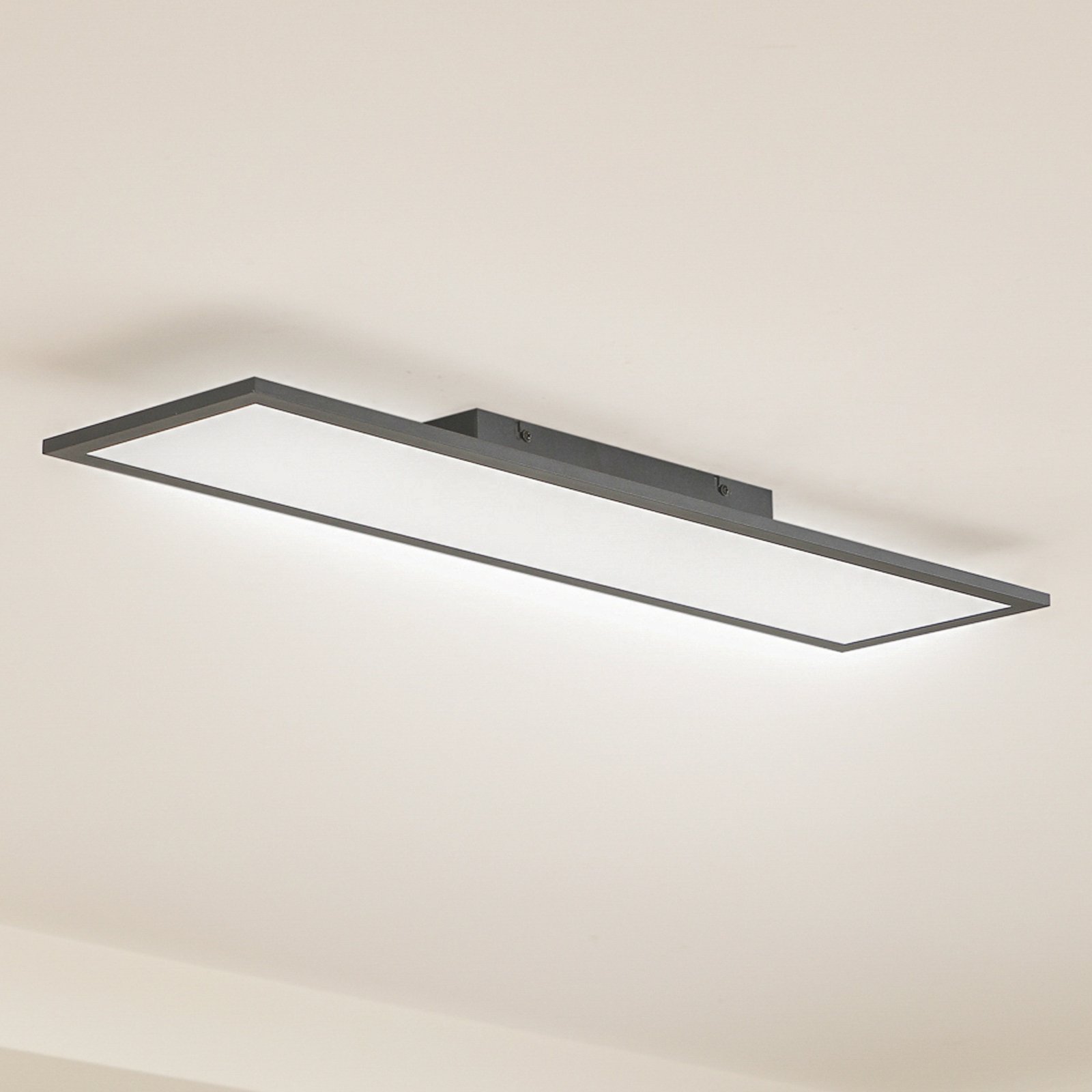 Lindby LED panel Enhife, black, 80 x 20 cm, metal, 4,000K