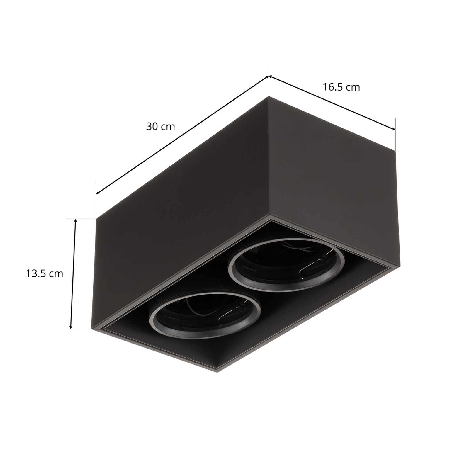 FLOS Compass Box H135 - Candeeiro de teto 2flg preto