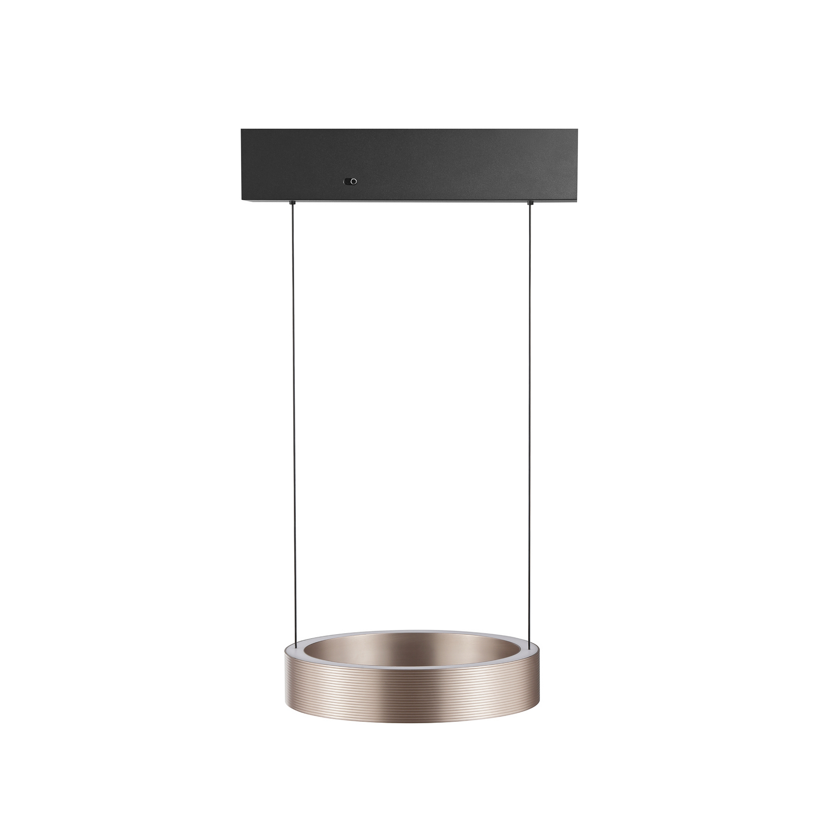 Lampada LED a sospensione Axion, nera/marrone, lunghezza 32 cm, CCT Lampada LED a sospensione Axion, nera/marrone, lunghezza 32 cm, CCT