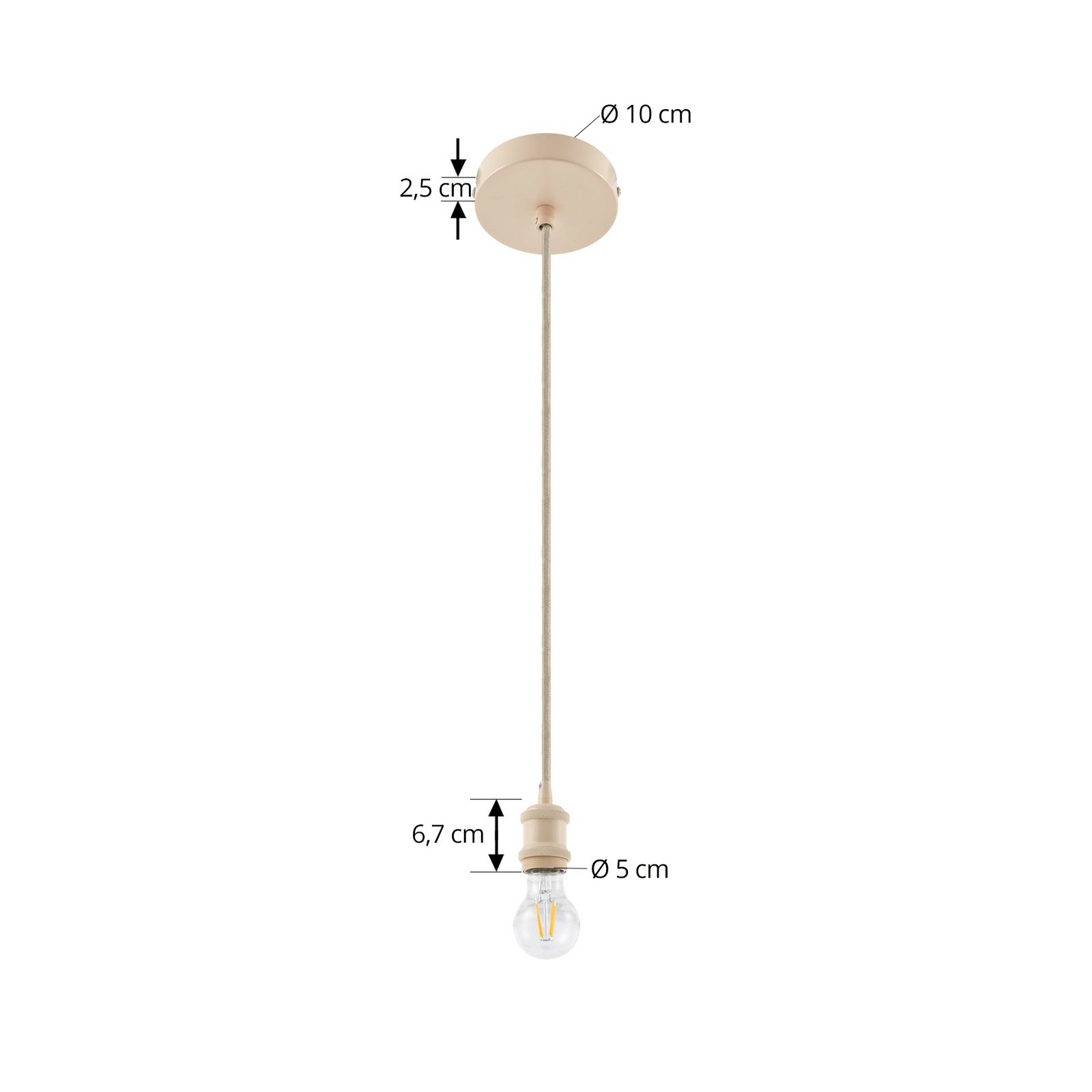 Hattie pendant light, E27 socket, Ø 5 cm, beige, metal - Lindby Hattie pendant light, E27 socket, Ø 5 cm, beige, metal - Lindby